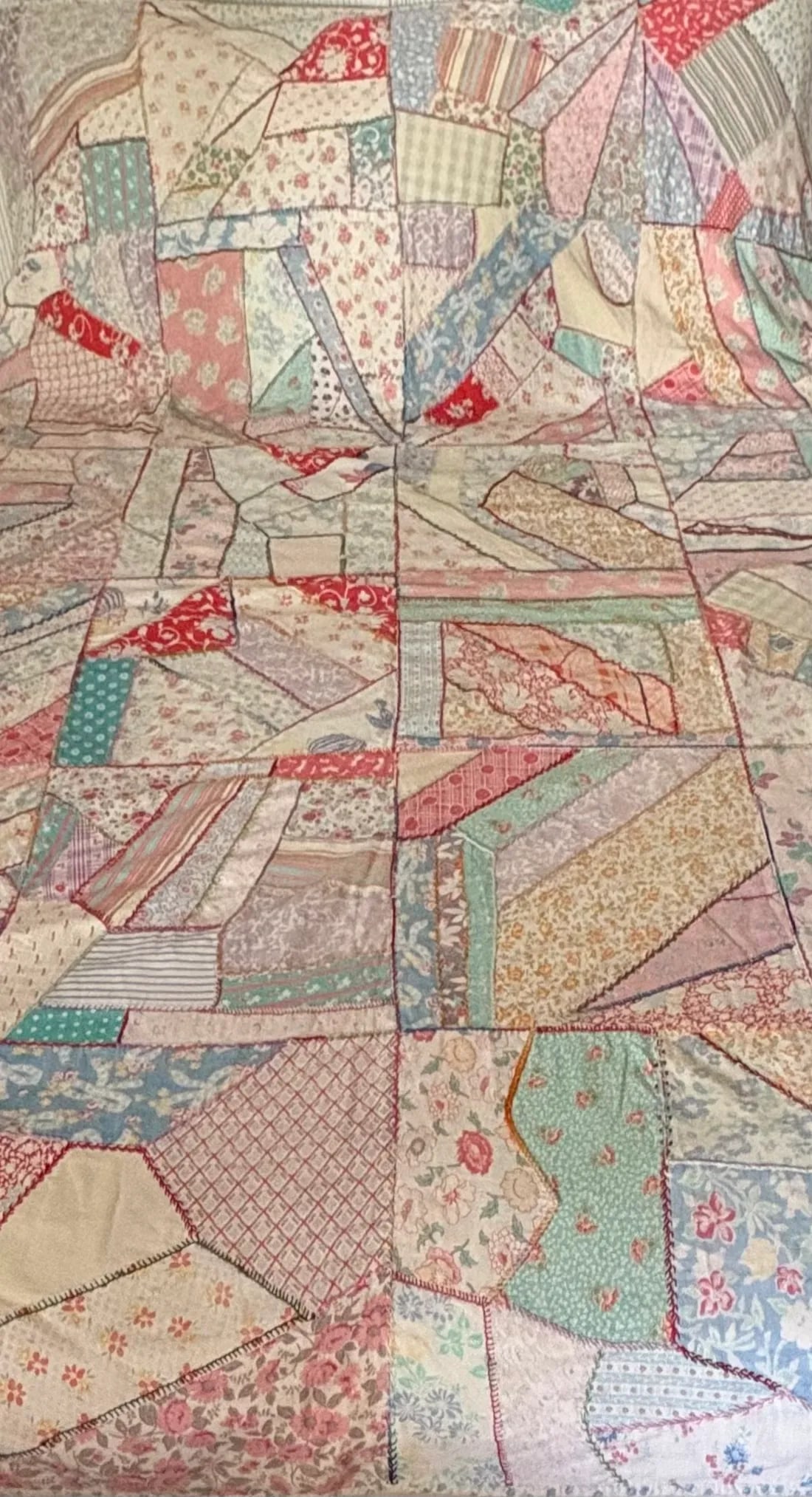 1950's-60's Boho Chic Floral Summer Crazy Quilt - 2