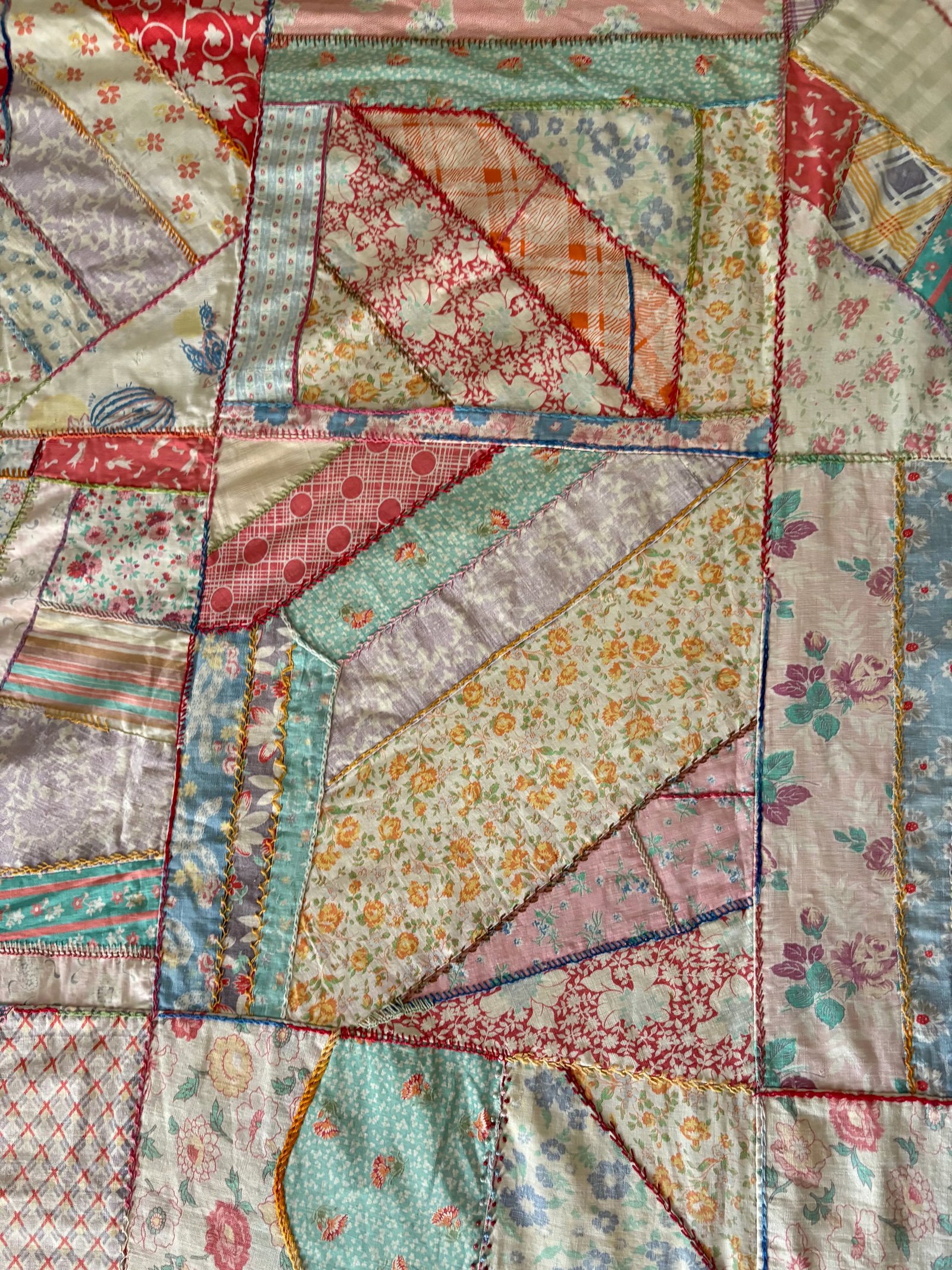 1950's-60's Boho Chic Floral Summer Crazy Quilt - 6