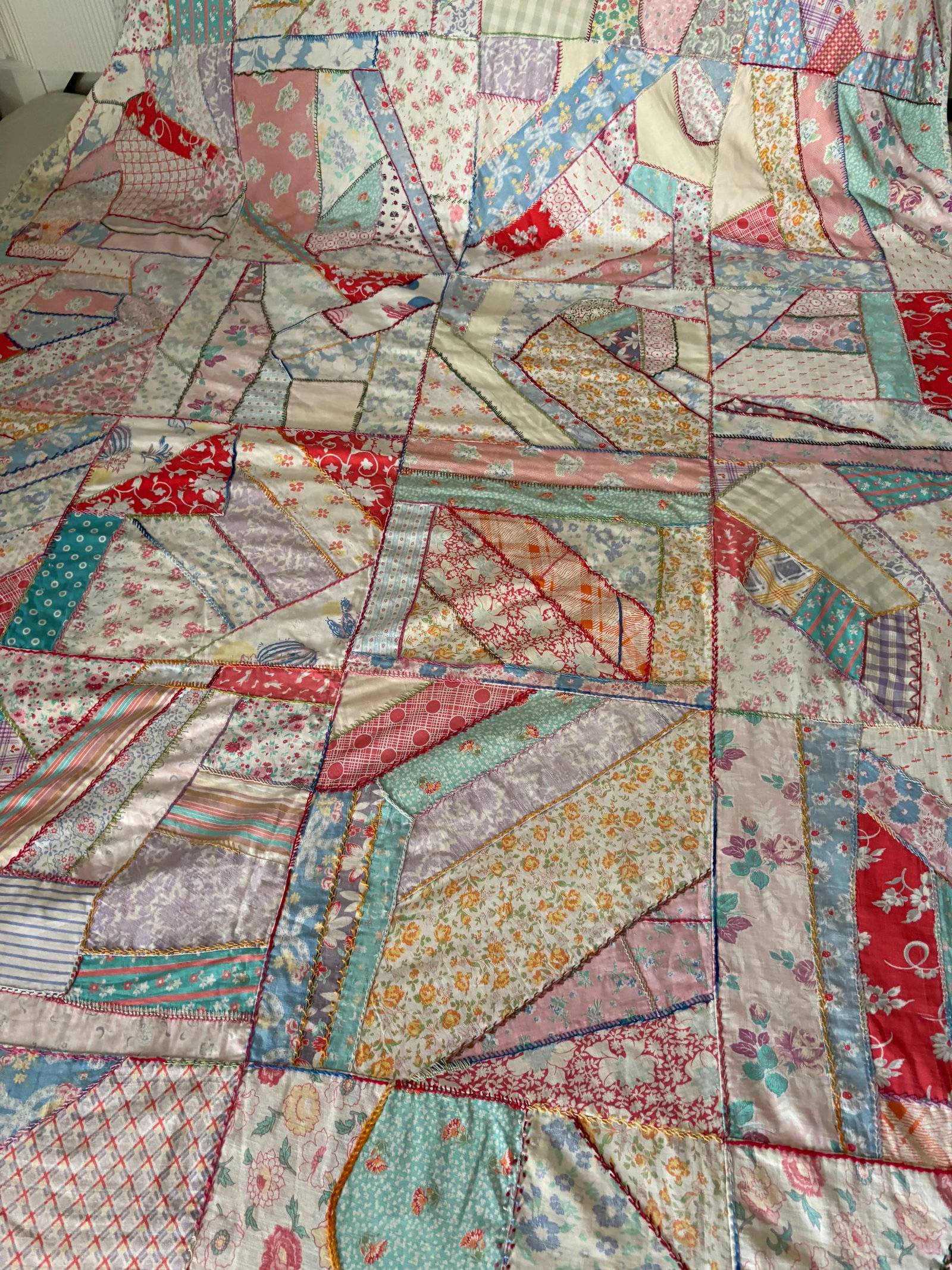 1950's-60's Boho Chic Floral Summer Crazy Quilt - 7