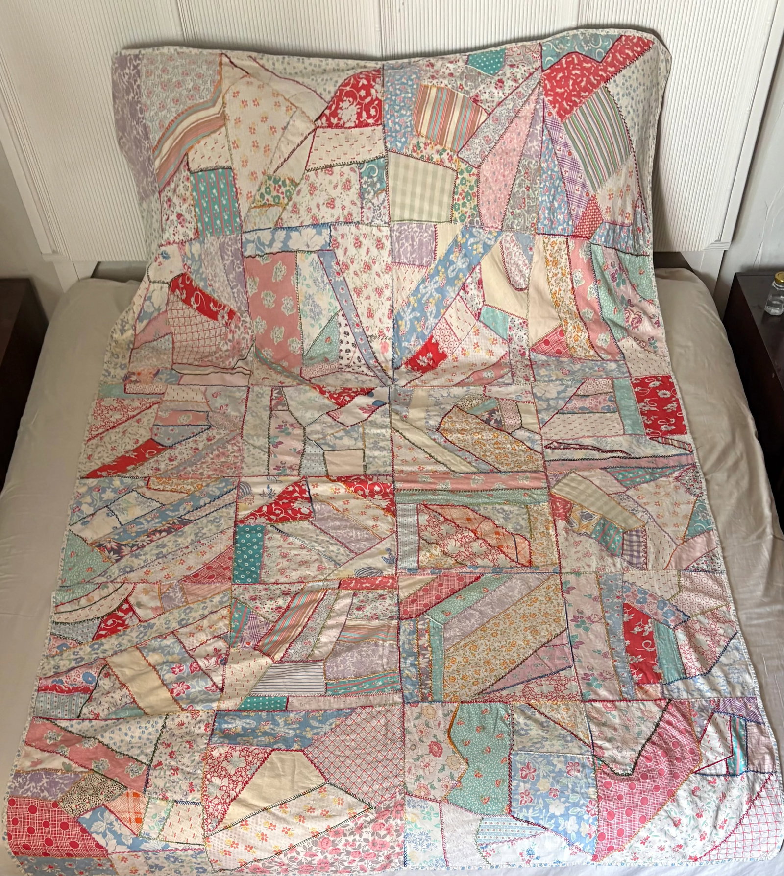 1950's-60's Boho Chic Floral Summer Crazy Quilt - 8