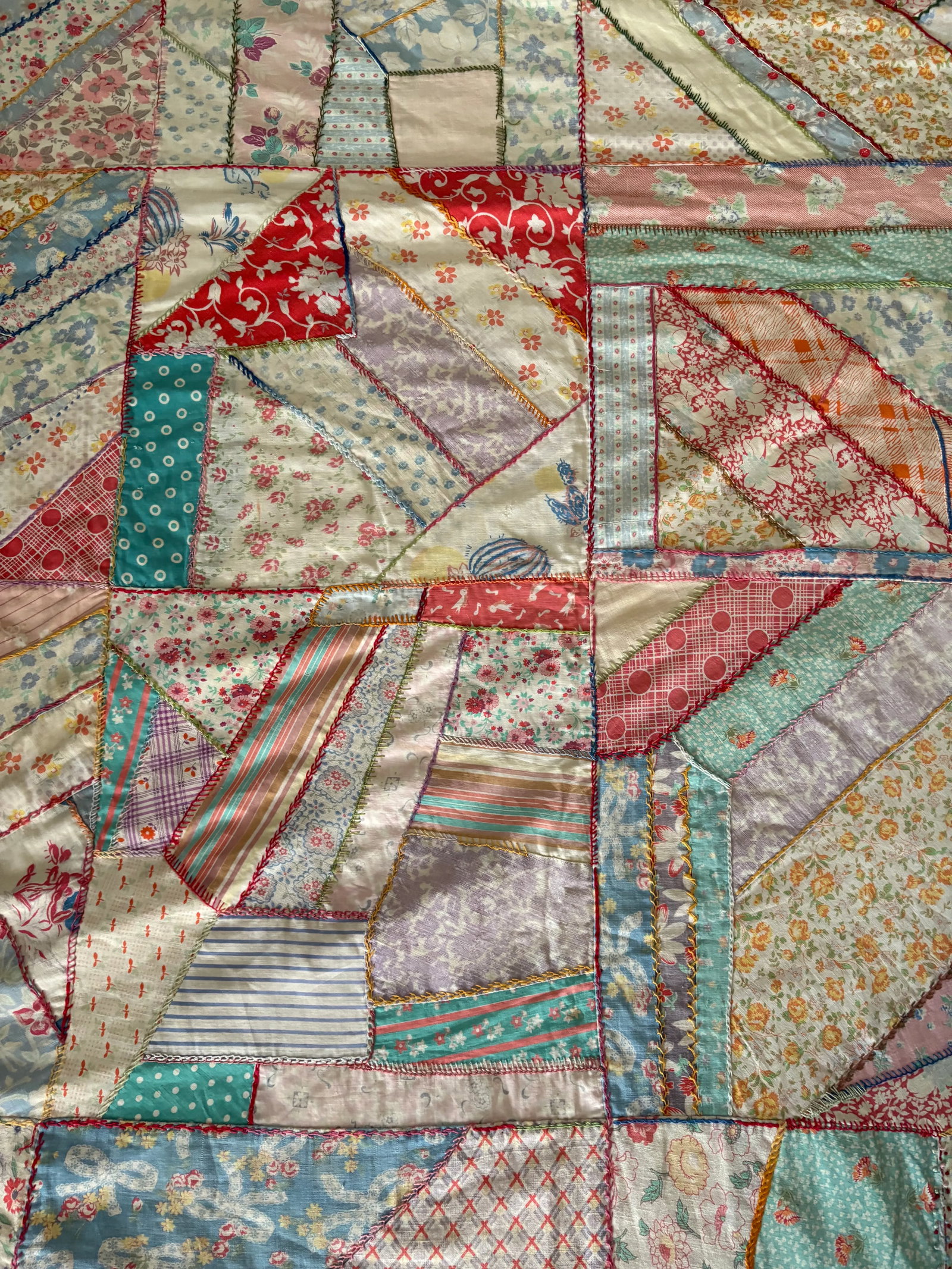 1950's-60's Boho Chic Floral Summer Crazy Quilt - 9