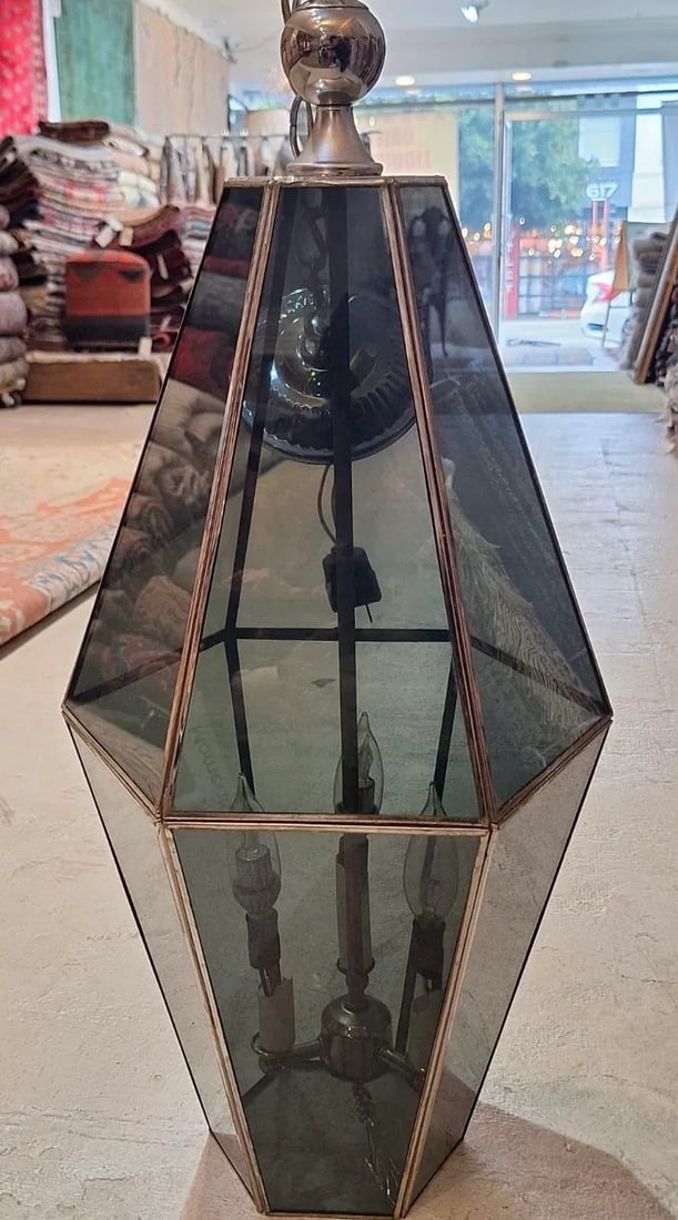 Mid-Century Pendant Brass Lighting Fixture - 4