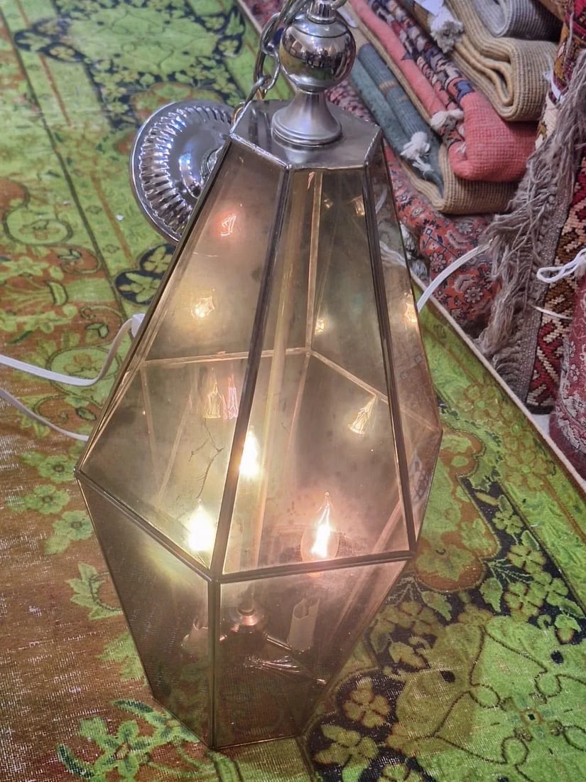 Mid-Century Pendant Brass Lighting Fixture - 6