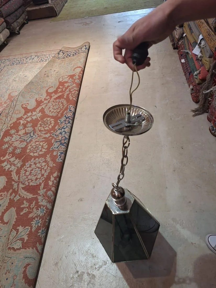 Mid-Century Pendant Brass Lighting Fixture - 7