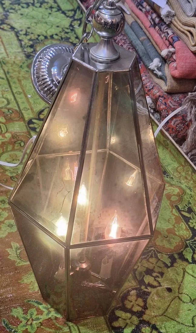 Mid-Century Pendant Brass Lighting Fixture - 8