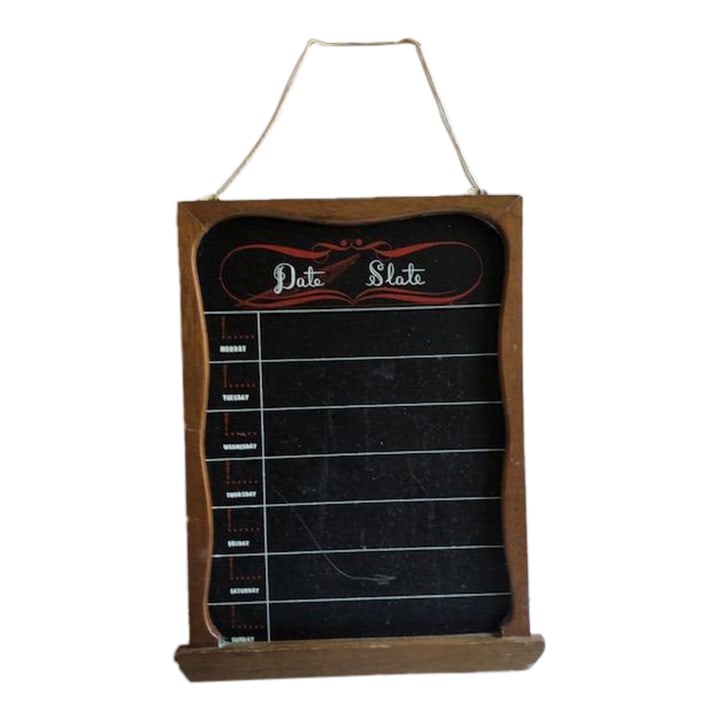 Mid-Century "Date Slate" Chalkboard Appointment Keeper, Framed (1 of 4)