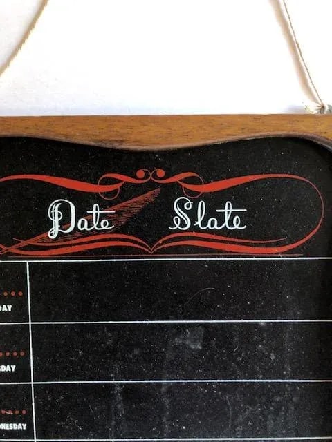 Mid-Century "Date Slate" Chalkboard Appointment Keeper, Framed - 2