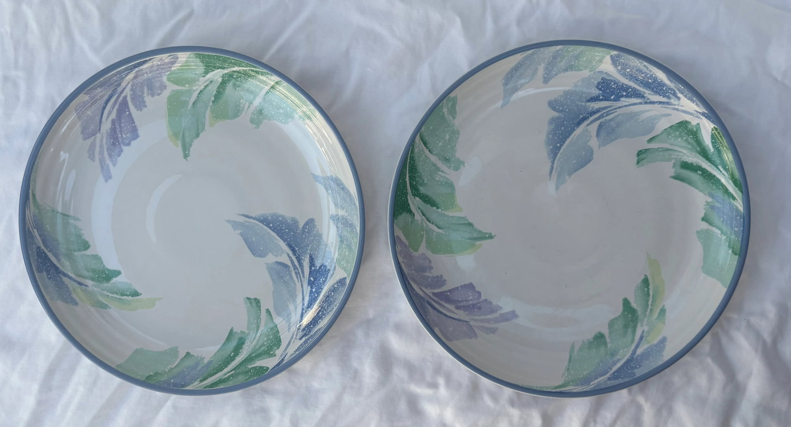 Pastel Palm Leaves Stoneware Dinner Plates- Set of 6 - 2