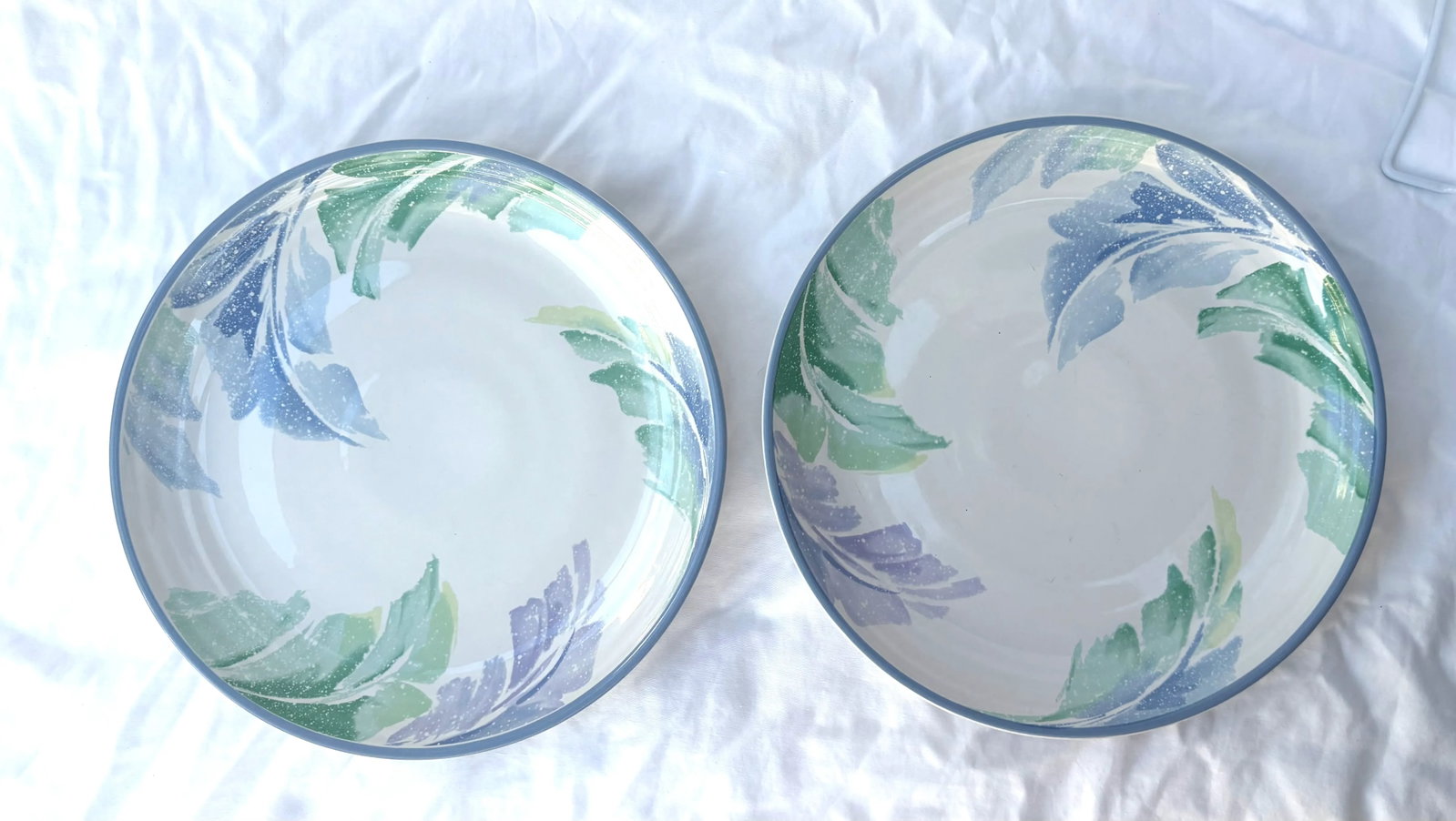 Pastel Palm Leaves Stoneware Dinner Plates- Set of 6 - 3