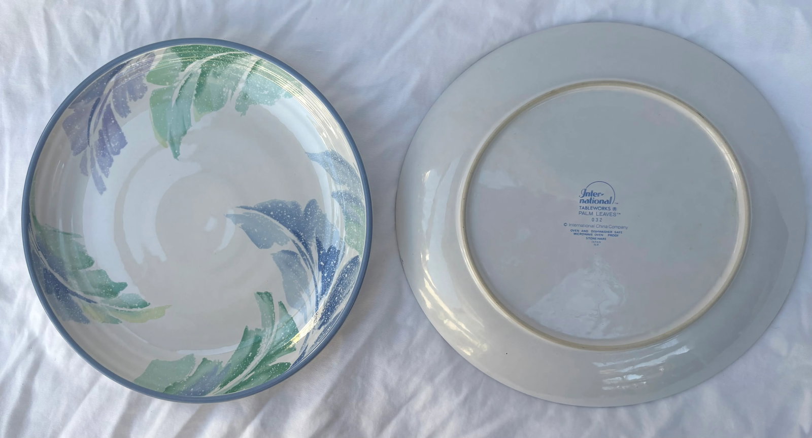 Pastel Palm Leaves Stoneware Dinner Plates- Set of 6 - 8