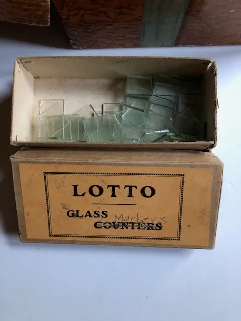 Antique Holiday Lotto Game With Box, Counters, Boards and Numbers - 5