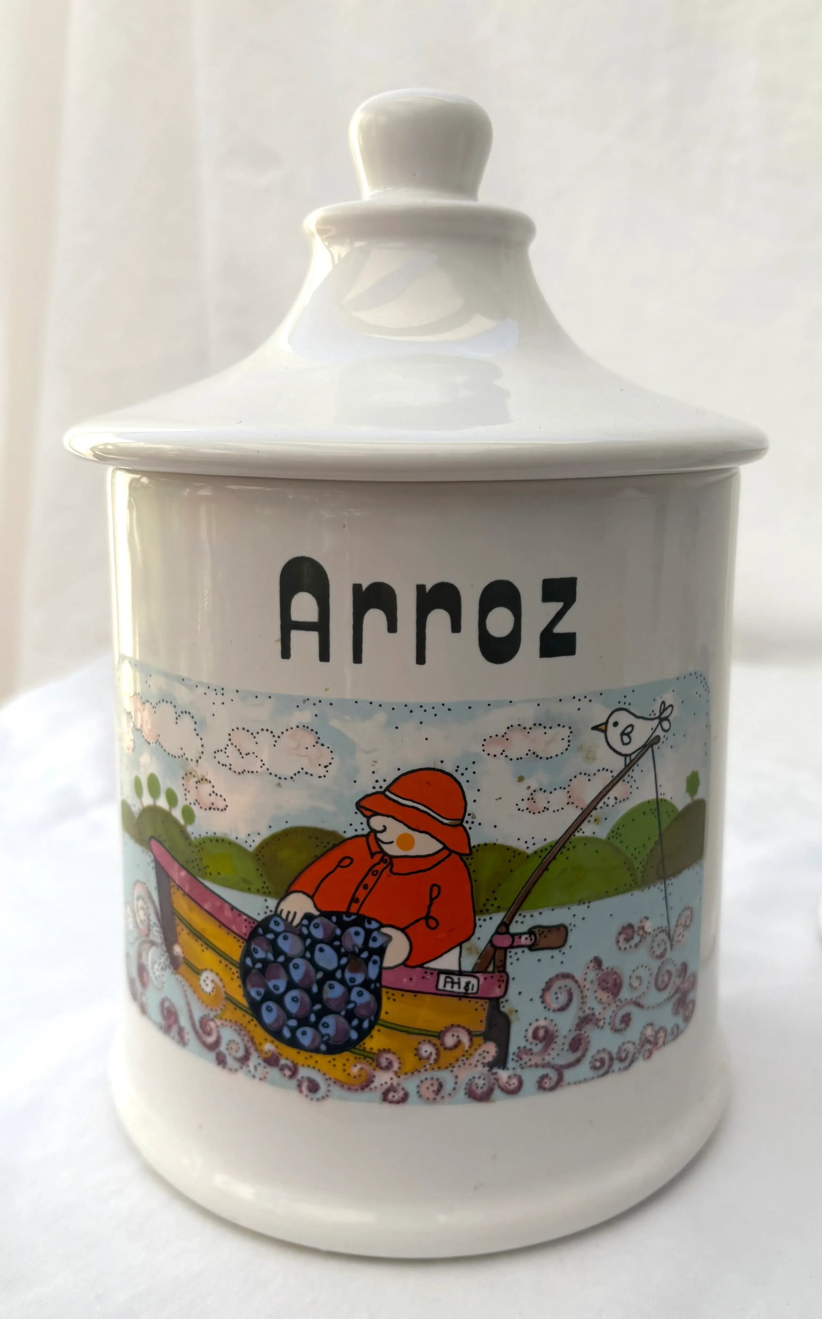1980s Mexican Folk Art Hand Painted Ceramic Canisters With Lids, Signed by Artist - Set of 3 - 4