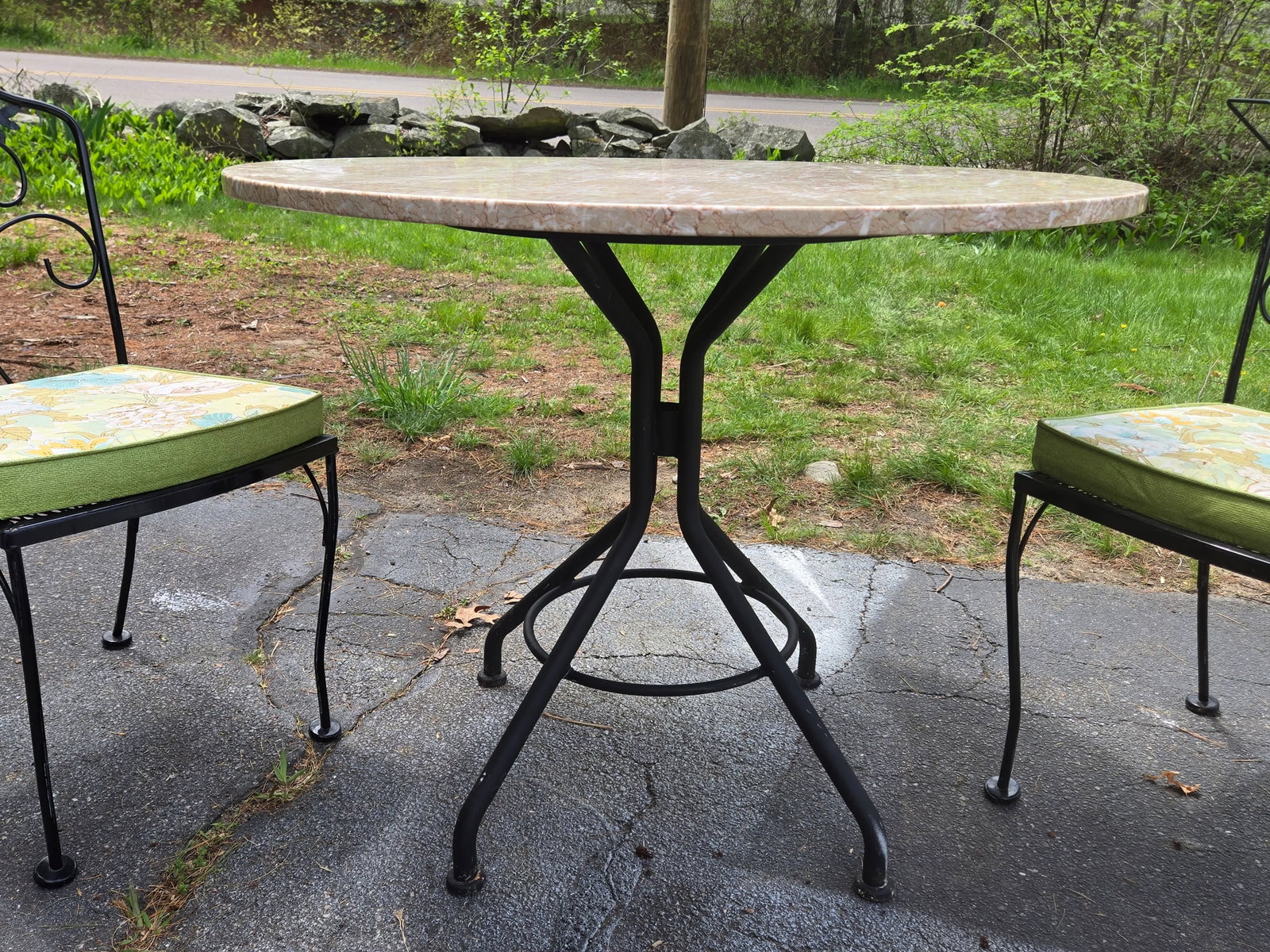 Vintage Wrought Iron Patio Table & 2 Chairs - 6