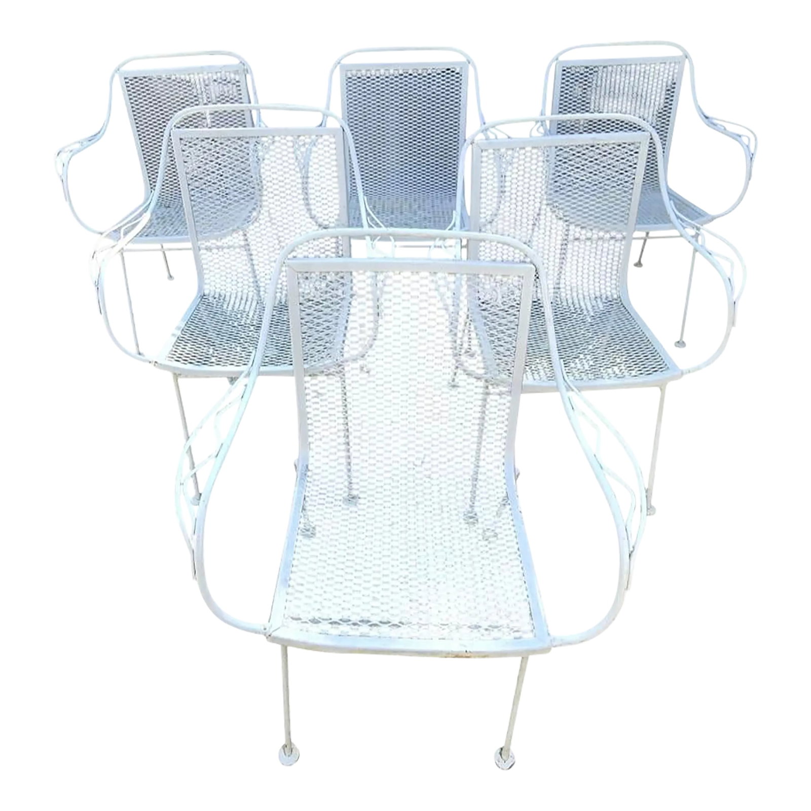 Mid 20th Century Wrought Iron Patio Chairs - Set of 6 (1 of 10)