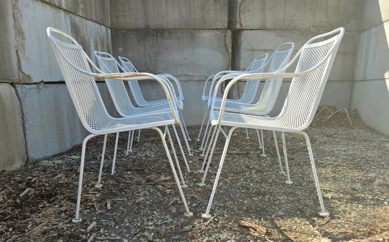 Mid 20th Century Wrought Iron Patio Chairs - Set of 6 - 2
