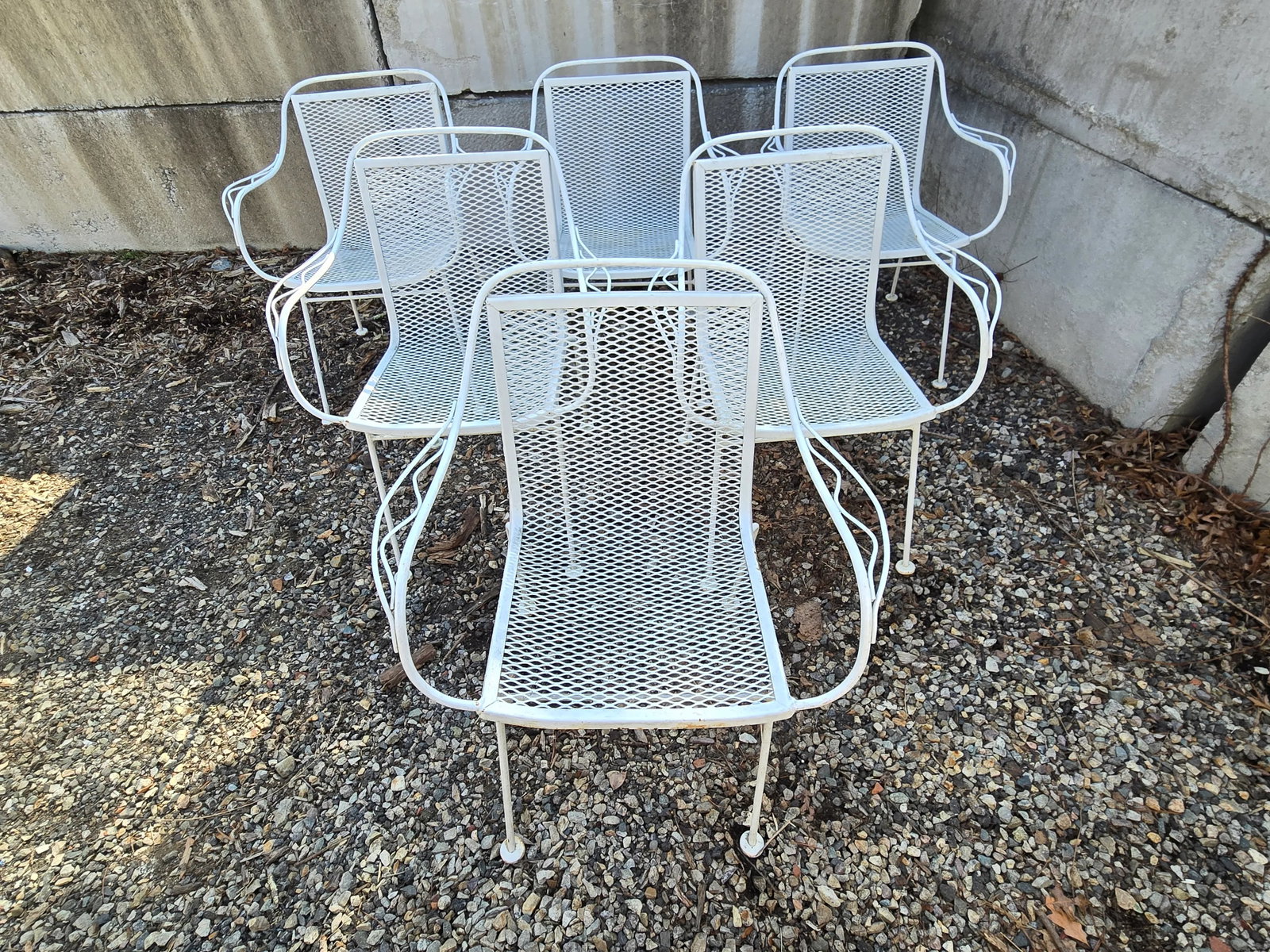 Mid 20th Century Wrought Iron Patio Chairs - Set of 6 - 3