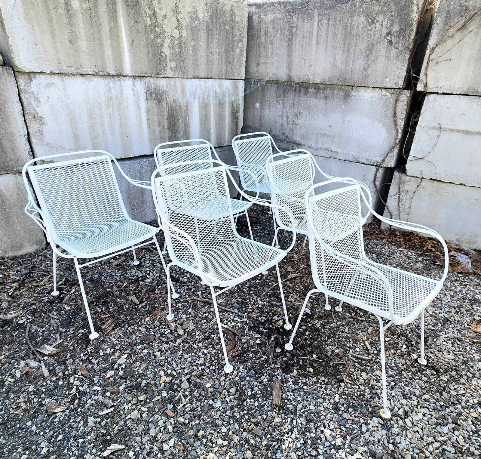 Mid 20th Century Wrought Iron Patio Chairs - Set of 6 - 4