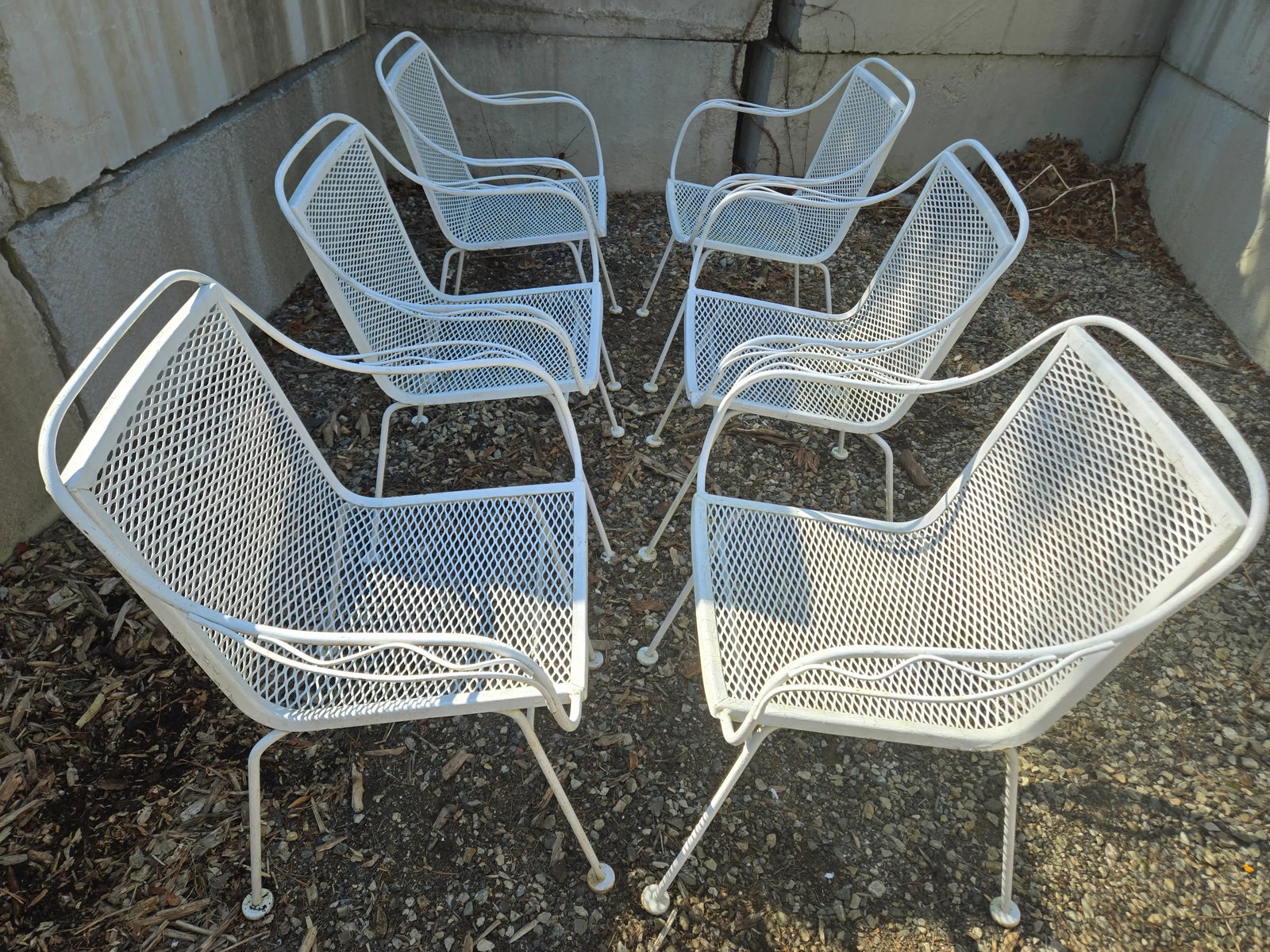 Mid 20th Century Wrought Iron Patio Chairs - Set of 6 - 5