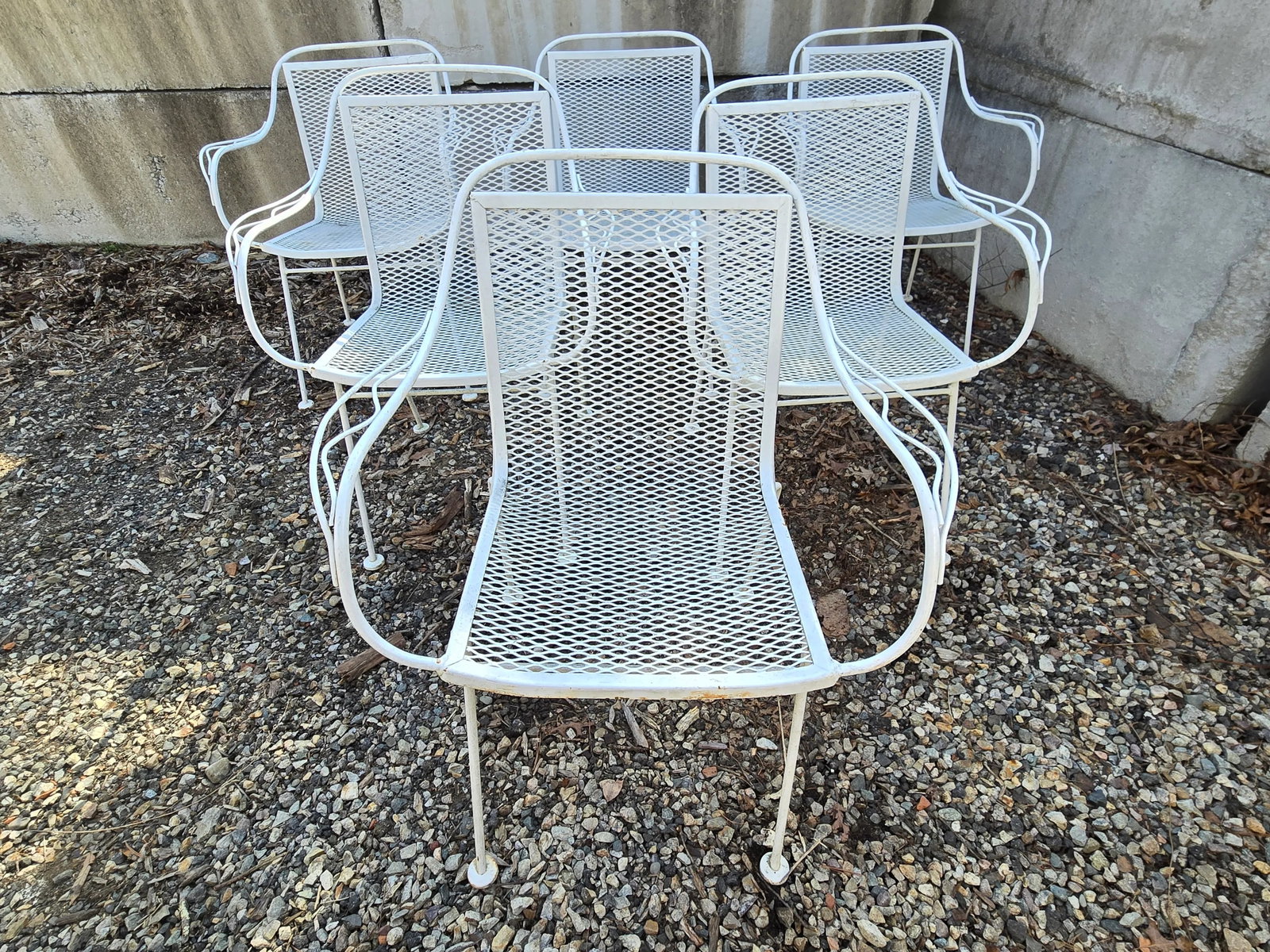 Mid 20th Century Wrought Iron Patio Chairs - Set of 6 - 9