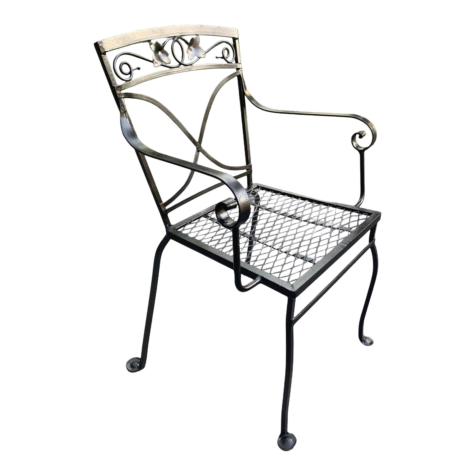 Vintage Salterini Wrought Iron Outdoor Patio Dining Chair, Attributed (1 of 9)
