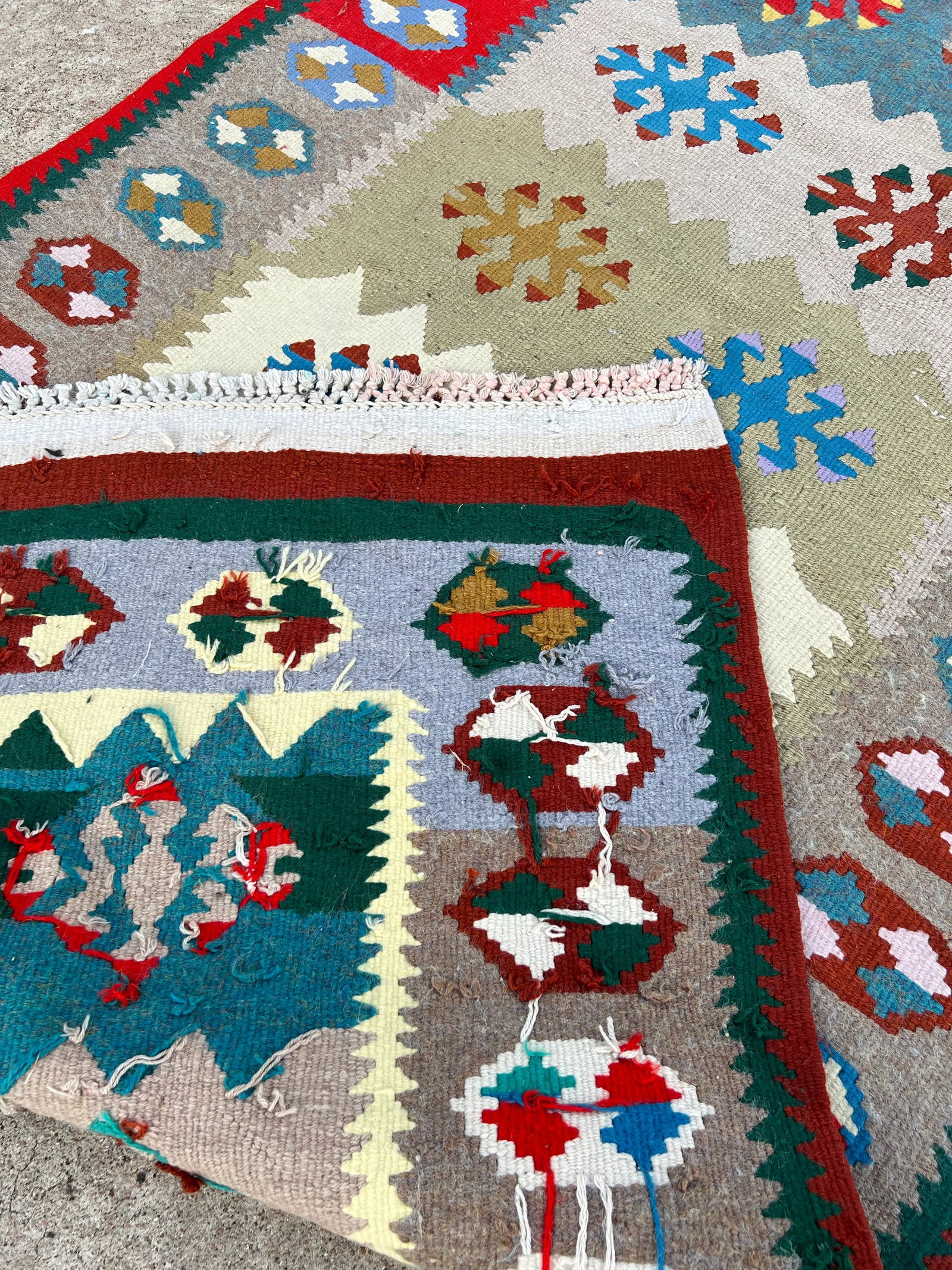 Vintage Floral Design Flatweave Kilim Runner - 6