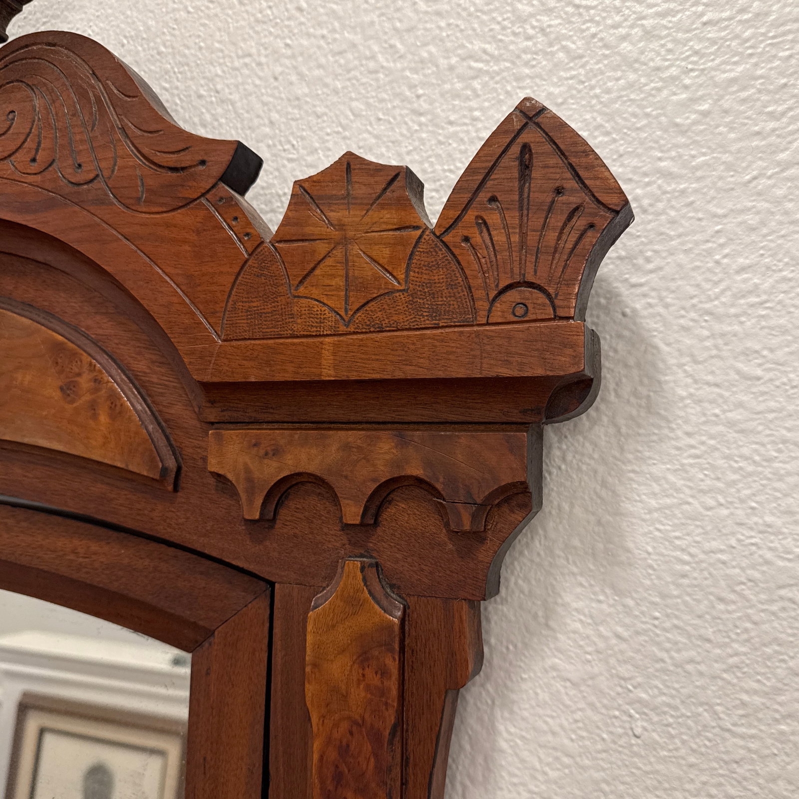 Victorian Eastlake-Style Carved Walnut Wall Mirror With Shelves & Storage Boxes - 5
