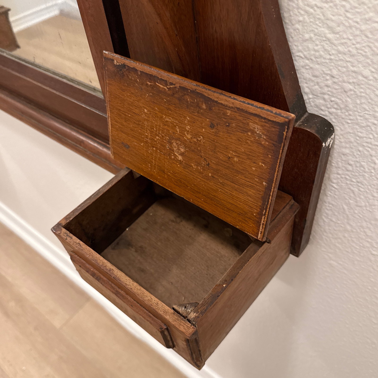Victorian Eastlake-Style Carved Walnut Wall Mirror With Shelves & Storage Boxes - 8