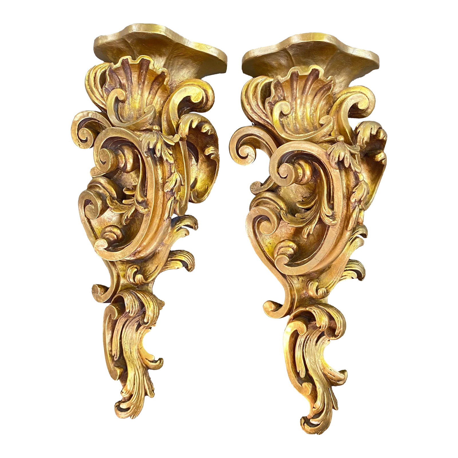 Florentine Giltwood Wall Brackets Large 19th Century - A Pair (1 of 12)
