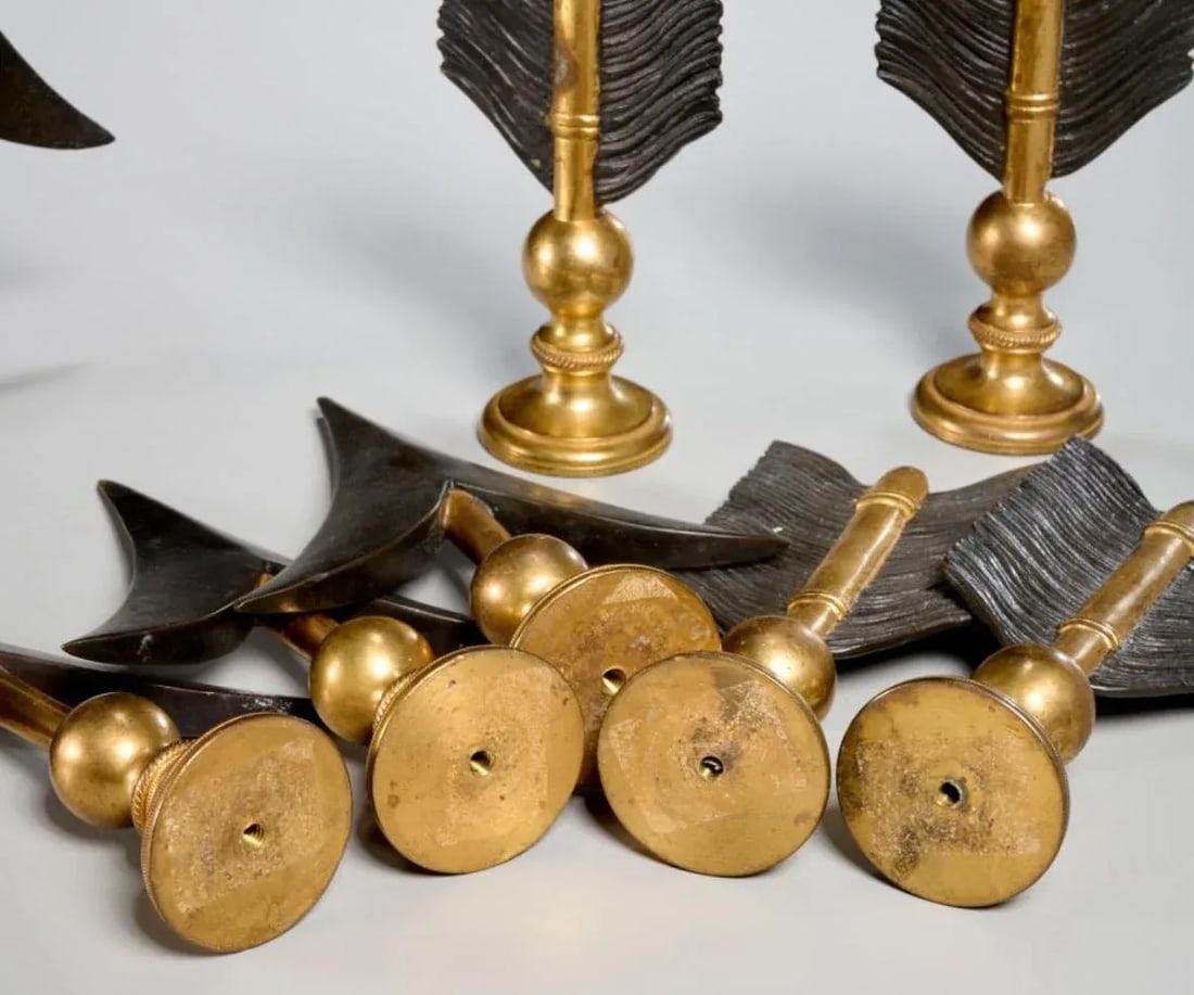 Set of 8 Arrow Head and Flight Drapery Rod Finials, 1980s - 2
