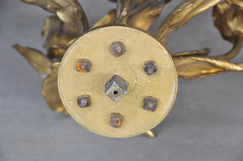 Art Nouveau Gilt Bronze 7-Light Candelabra With Green Alabaster Base - 9