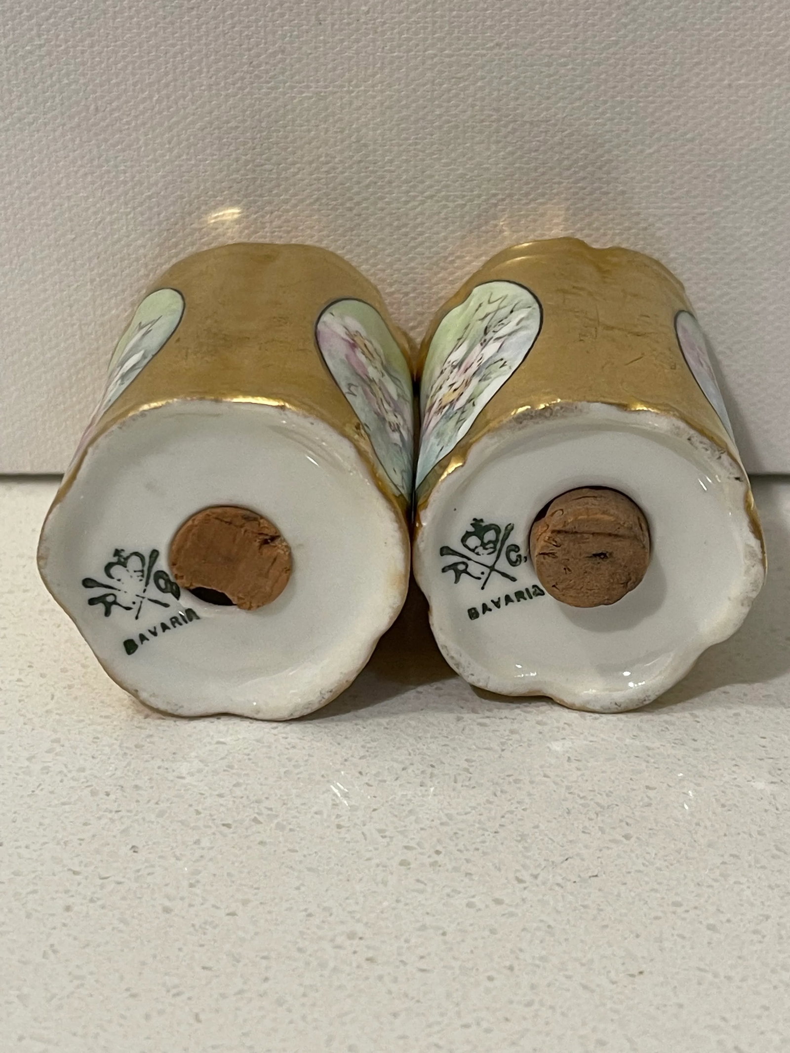 Late 19th Century Rosenthal Philip Bavaria Hand-Painted Gold Leaf Salt & Pepper Shakers- a Pair - 11