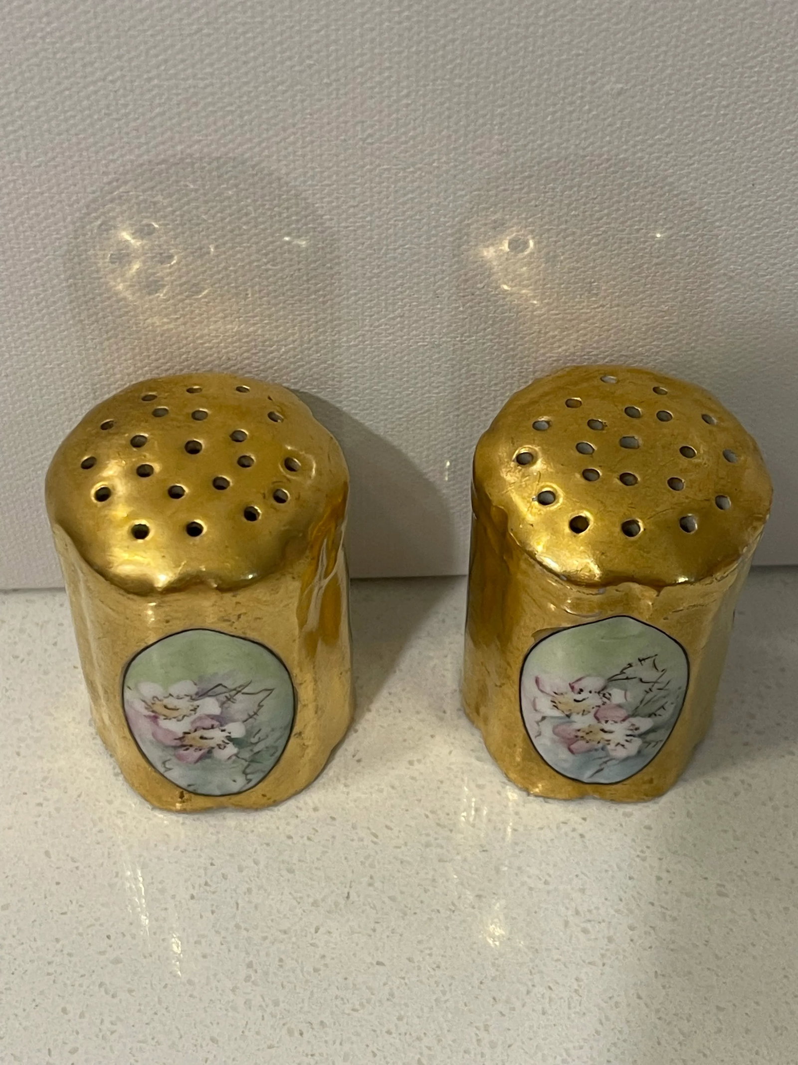 Late 19th Century Rosenthal Philip Bavaria Hand-Painted Gold Leaf Salt & Pepper Shakers- a Pair - 9