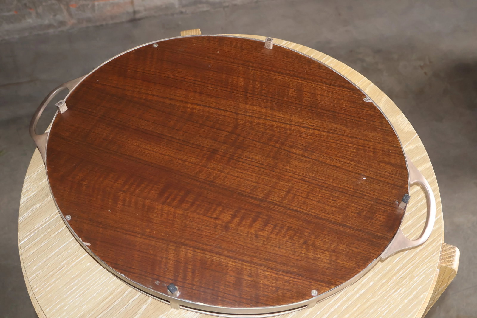 Vintage Walnut and Metal Bar Tray - 9