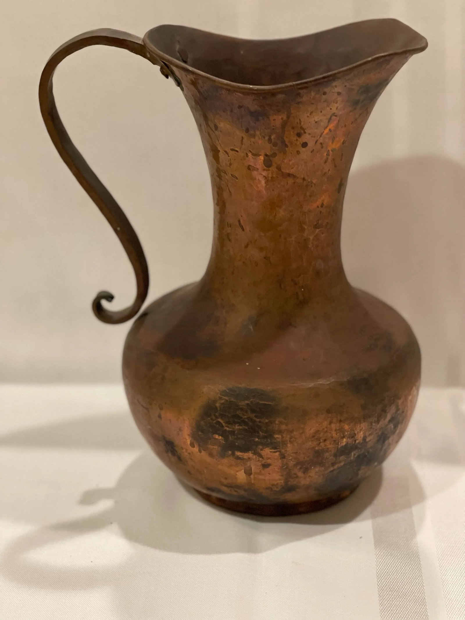 Antique Hand-Hammered Copper Pitcher (Ewer) - 4