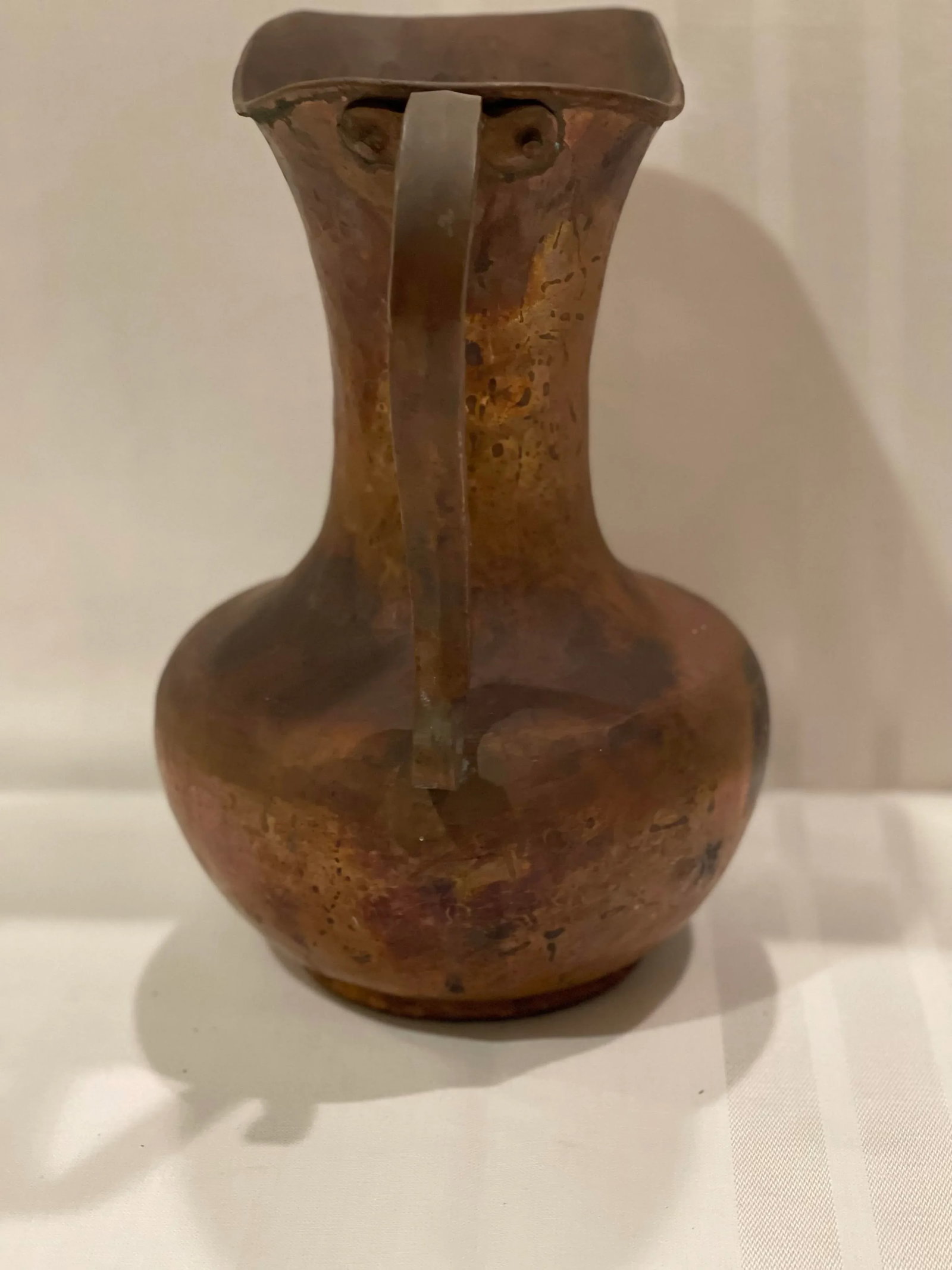 Antique Hand-Hammered Copper Pitcher (Ewer) - 5