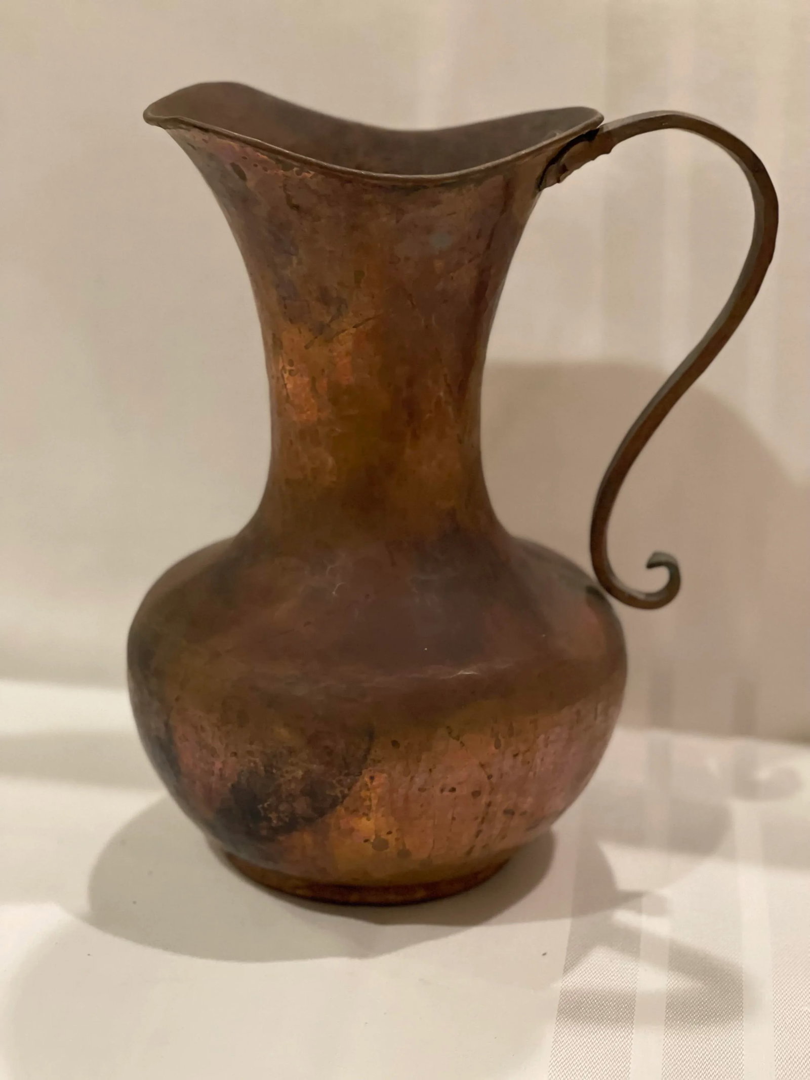 Antique Hand-Hammered Copper Pitcher (Ewer) - 6