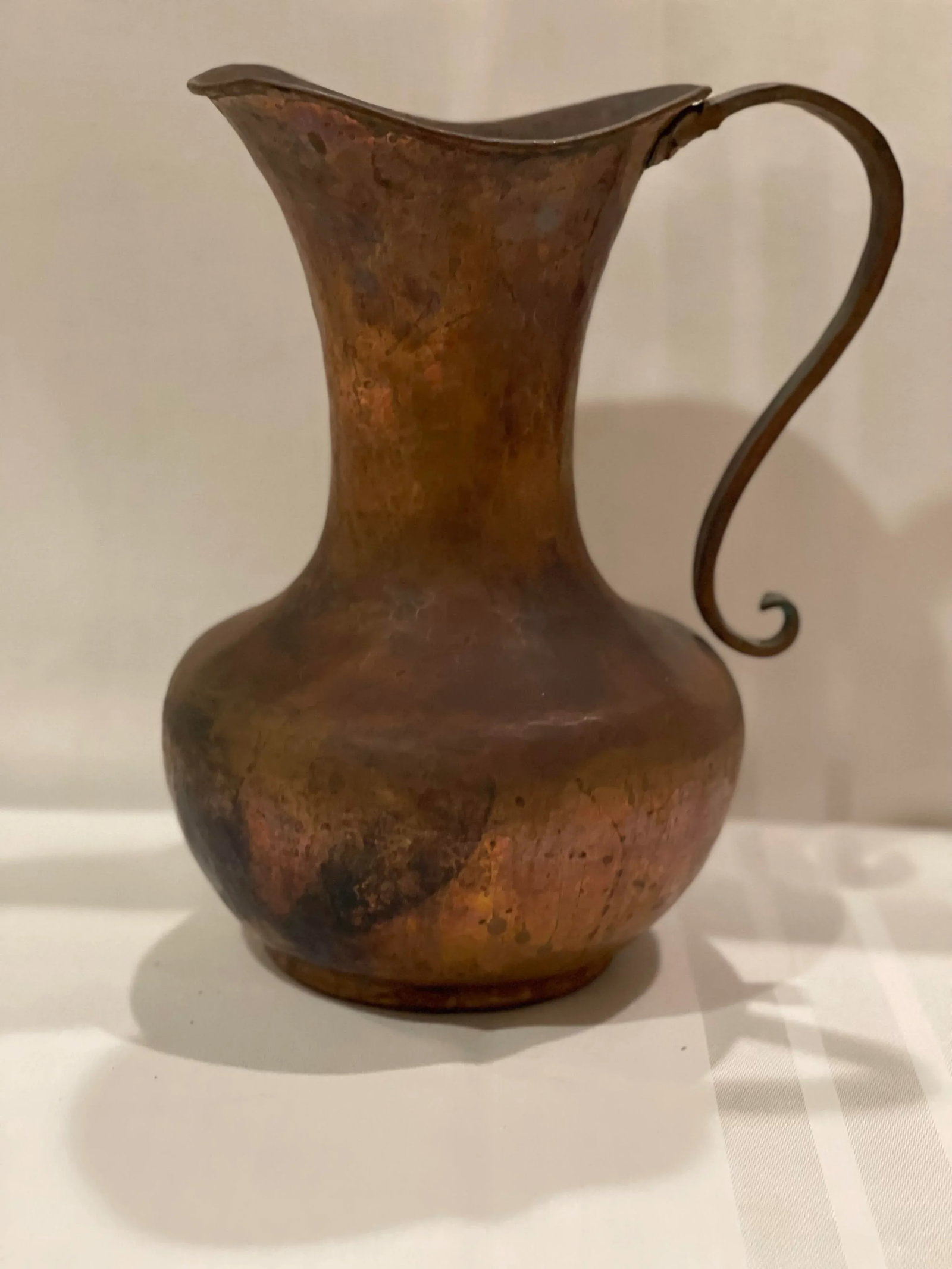 Antique Hand-Hammered Copper Pitcher (Ewer) - 7