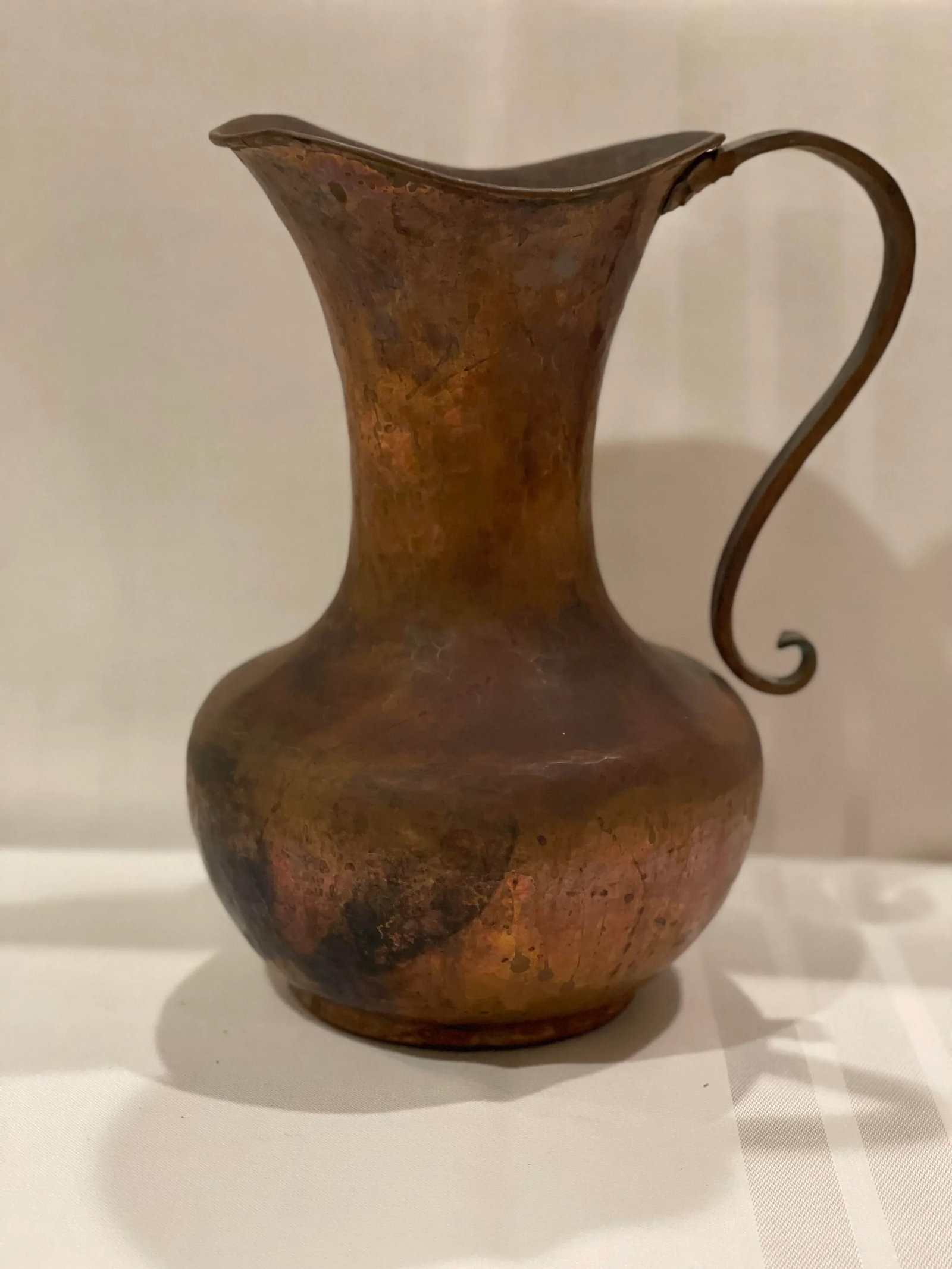 Antique Hand-Hammered Copper Pitcher (Ewer) - 8