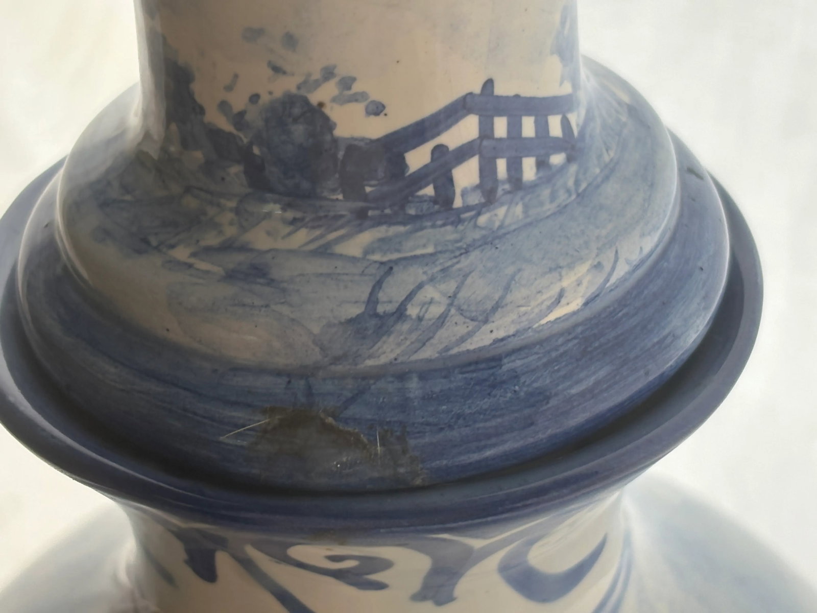 Tall Early 20th Century Delft Covered Jar - 12