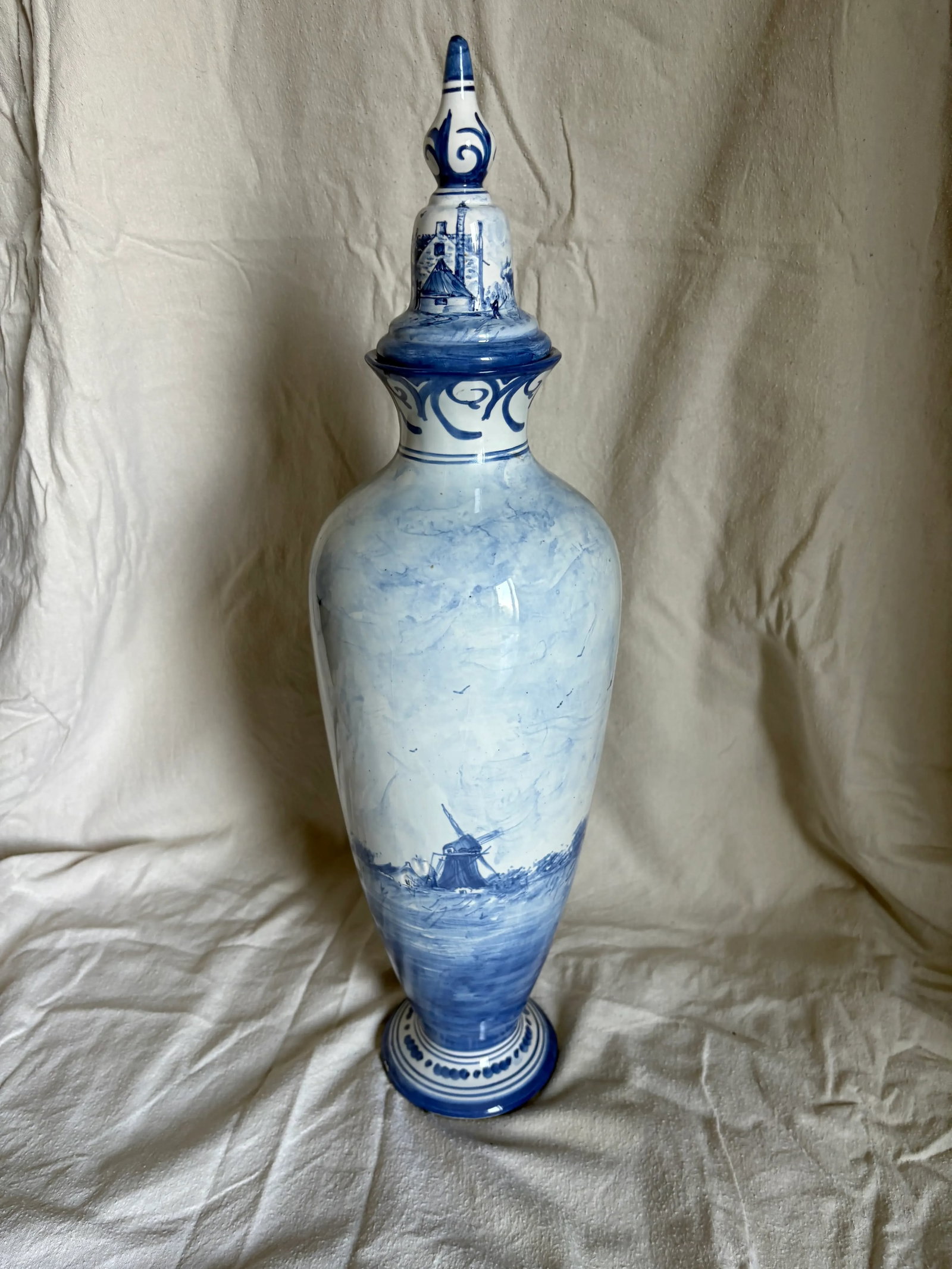 Tall Early 20th Century Delft Covered Jar - 2