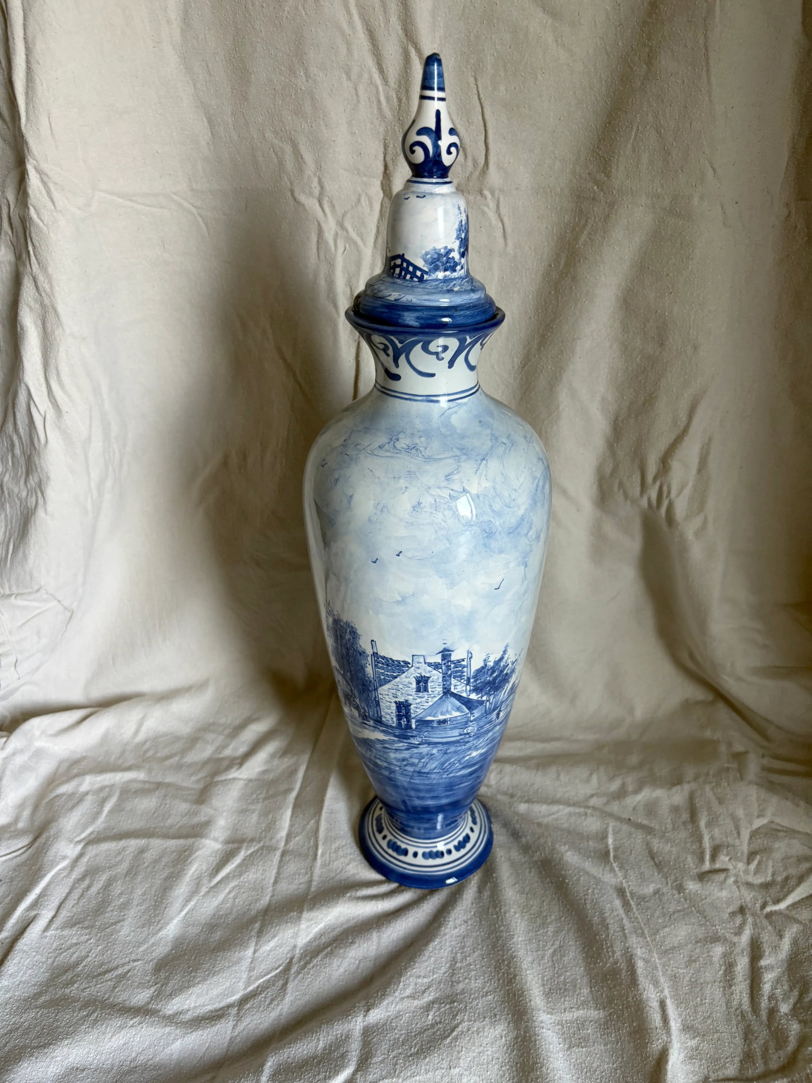 Tall Early 20th Century Delft Covered Jar - 3