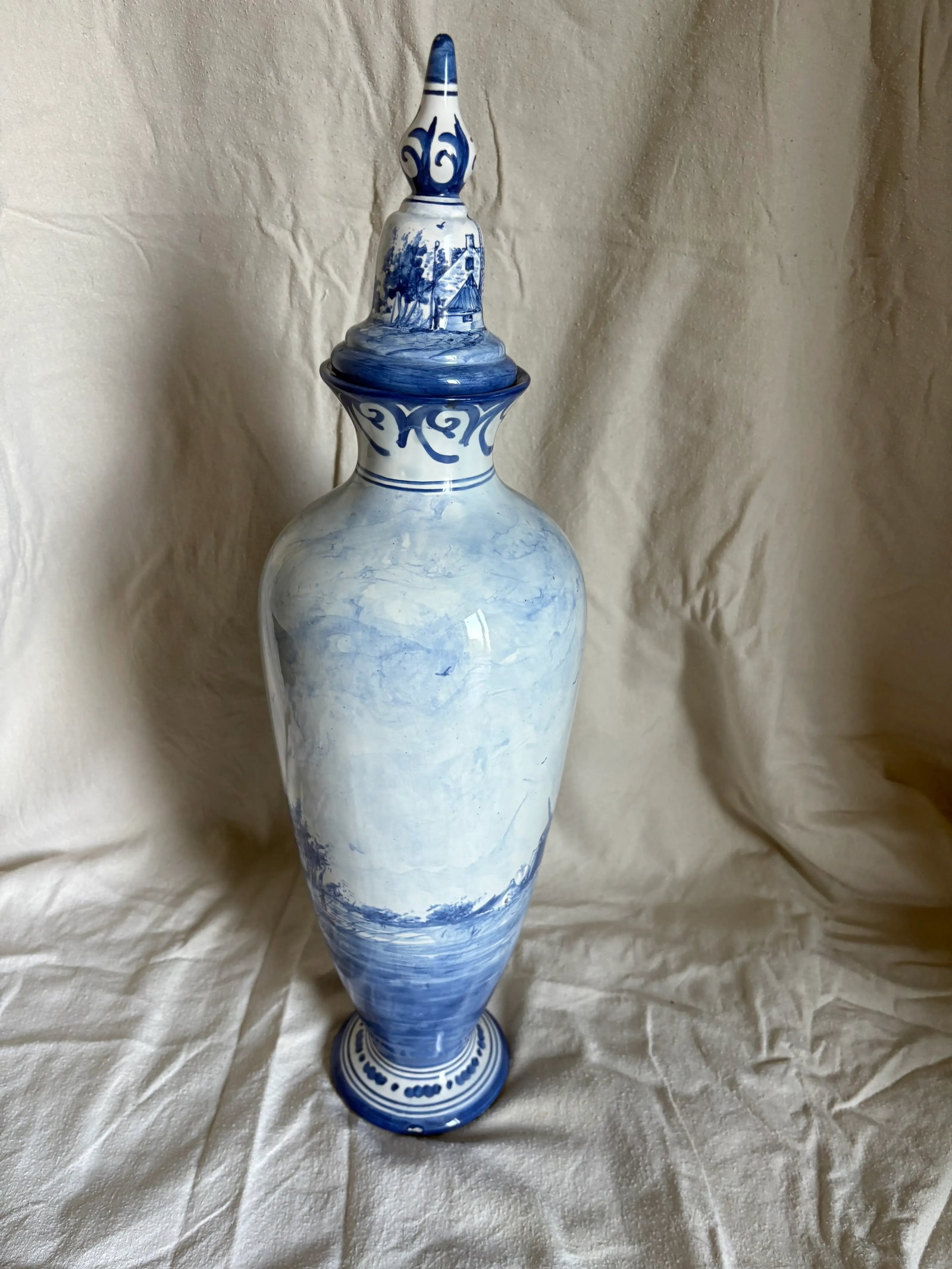 Tall Early 20th Century Delft Covered Jar - 4