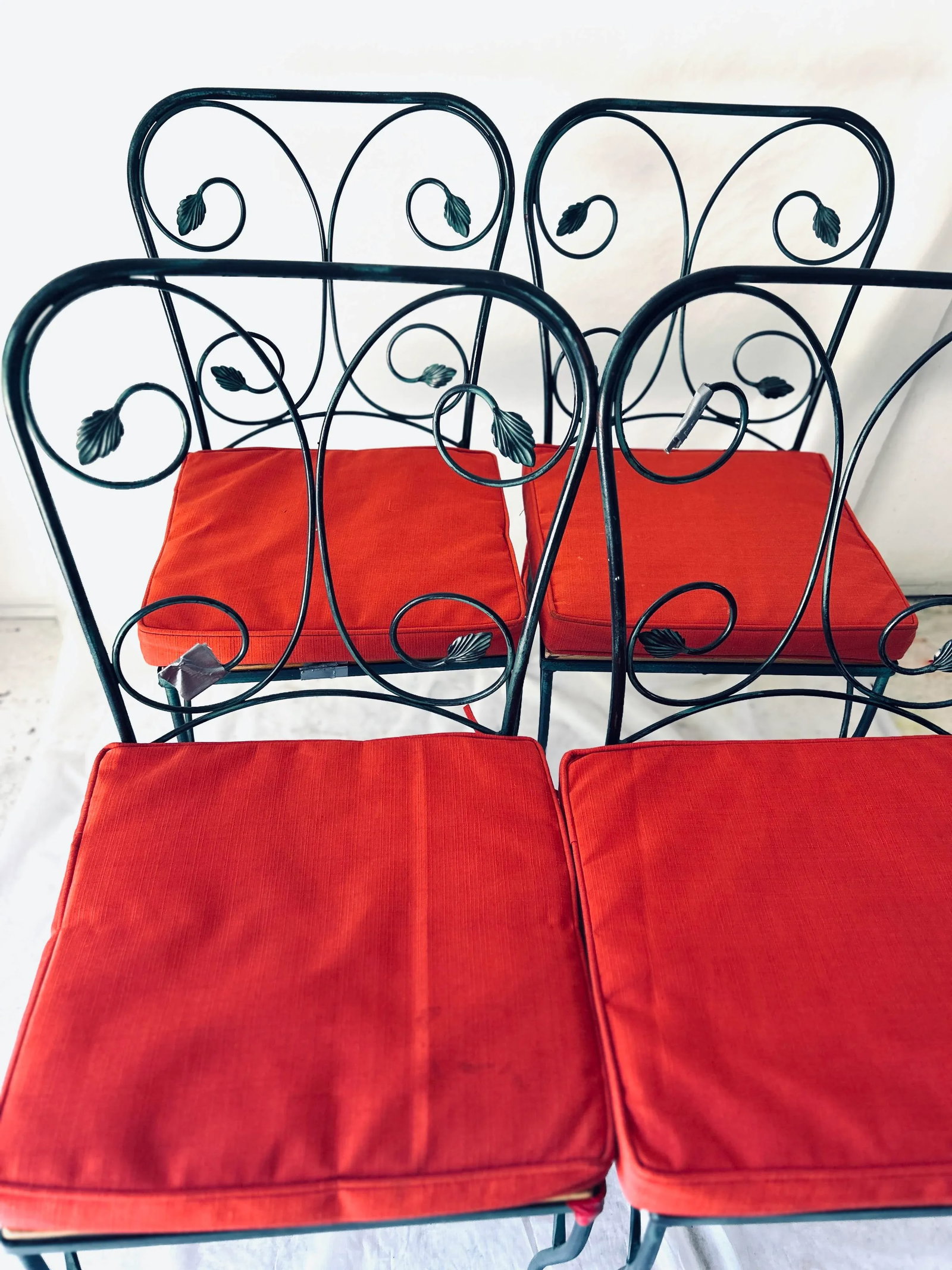 Vintage Wrought Iron Outdoor Chairs - Set of 4 - 3