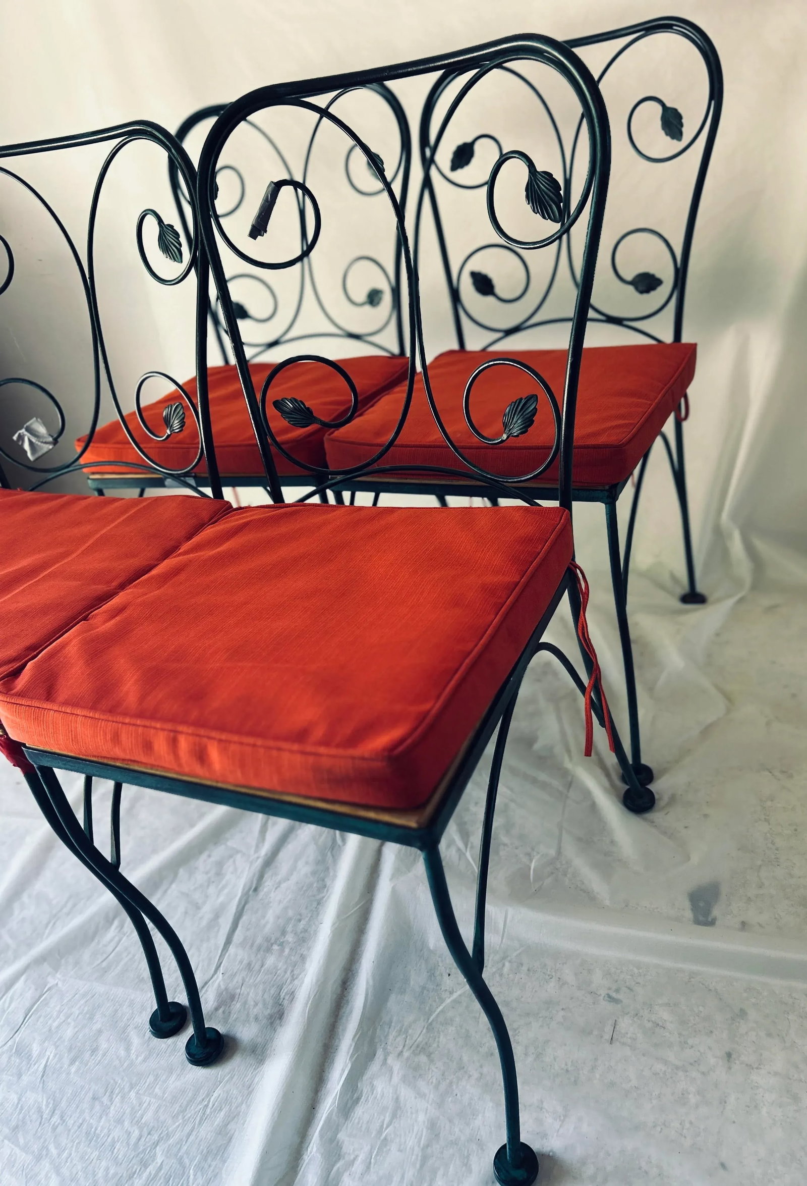 Vintage Wrought Iron Outdoor Chairs - Set of 4 - 6