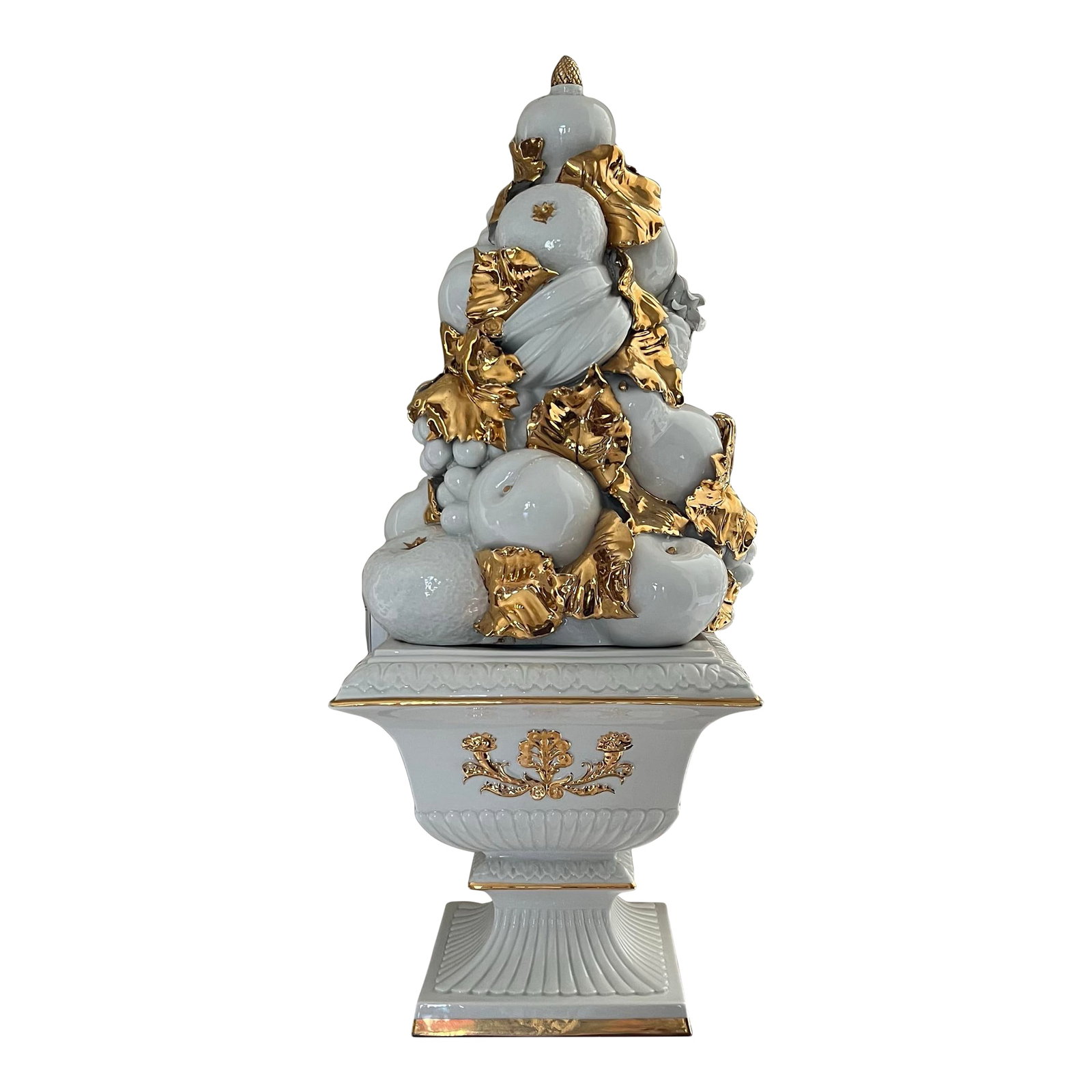 Vintage Hollywood Regency Benrose Capodimonte Italian Fruit Tall Topiary Centerpiece