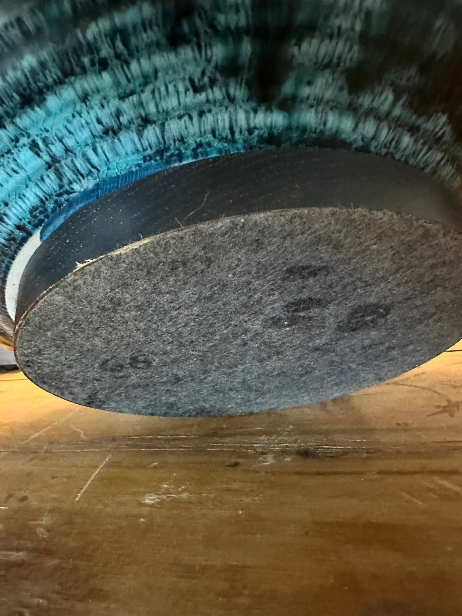 Ceramic Wide Bottom Blue Lamp. Drip Glaze Hand Thrown Body. Deep Blues.1966 - 4