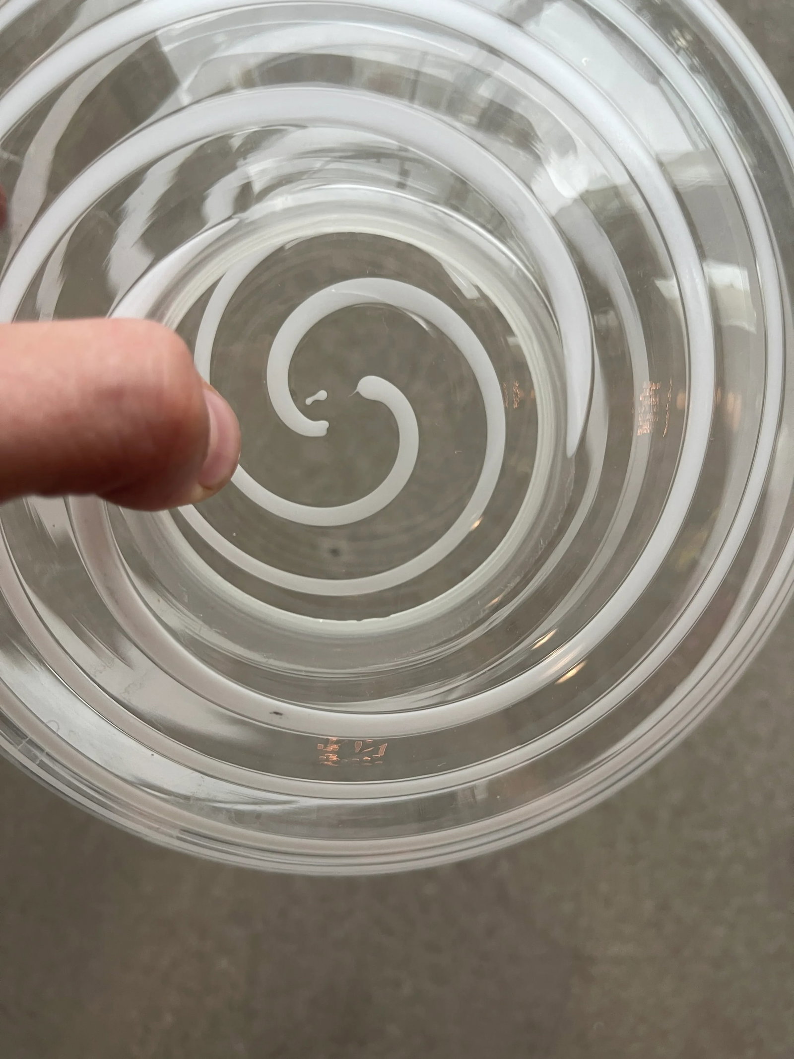 1980s Kurata Glass Sculpture Bowl Threaded Clear White Postmodern Mikassa Memphis Design - 12