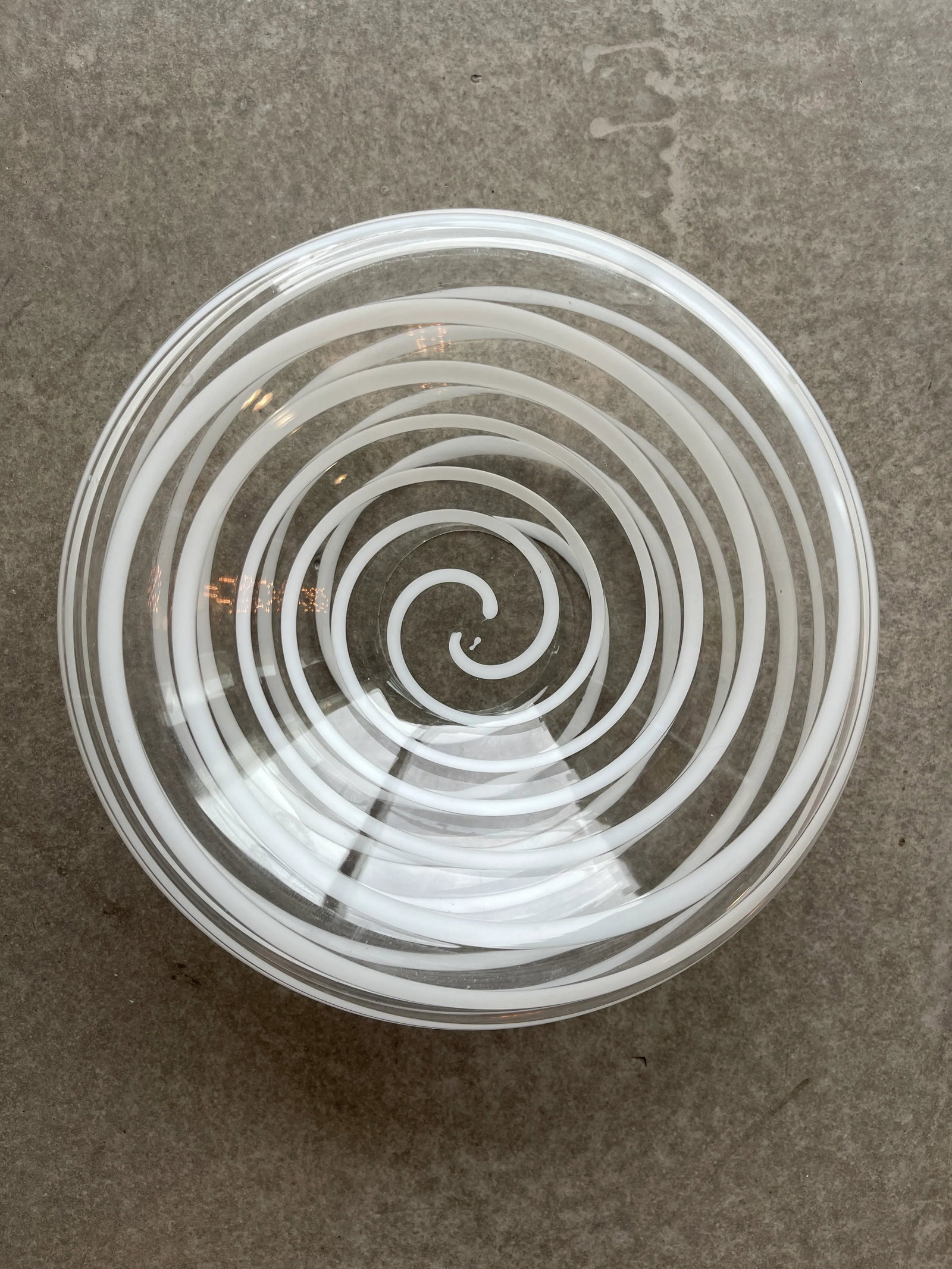 1980s Kurata Glass Sculpture Bowl Threaded Clear White Postmodern Mikassa Memphis Design - 2