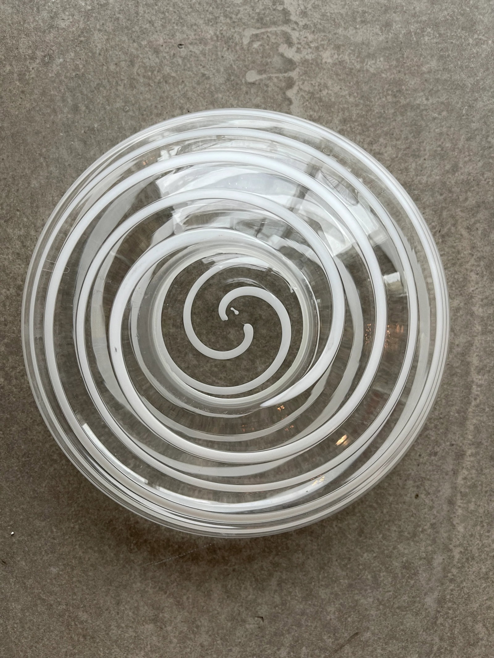 1980s Kurata Glass Sculpture Bowl Threaded Clear White Postmodern Mikassa Memphis Design - 4