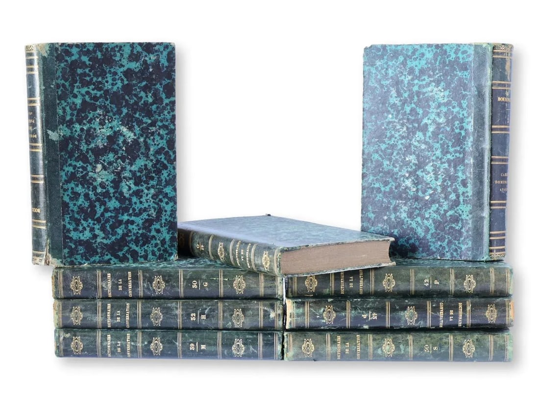 Mid-19th-Century French Leather Wrapped "Dictionnaire De La Conversation" Books - Set of 9 - 2
